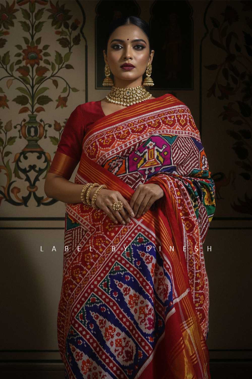 Designer Multi Colour Figure Patola Saree_1