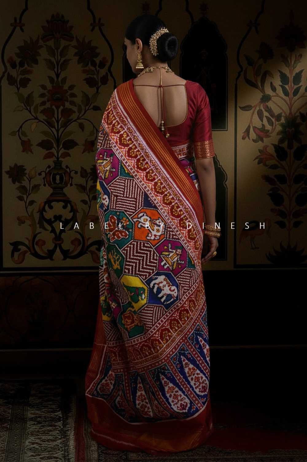 Designer Multi Colour Figure Patola Saree_1