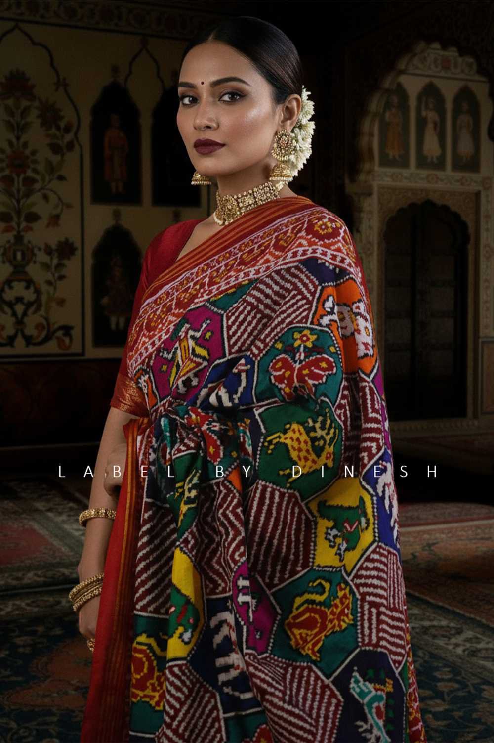 Designer Multi Colour Figure Patola Saree_1