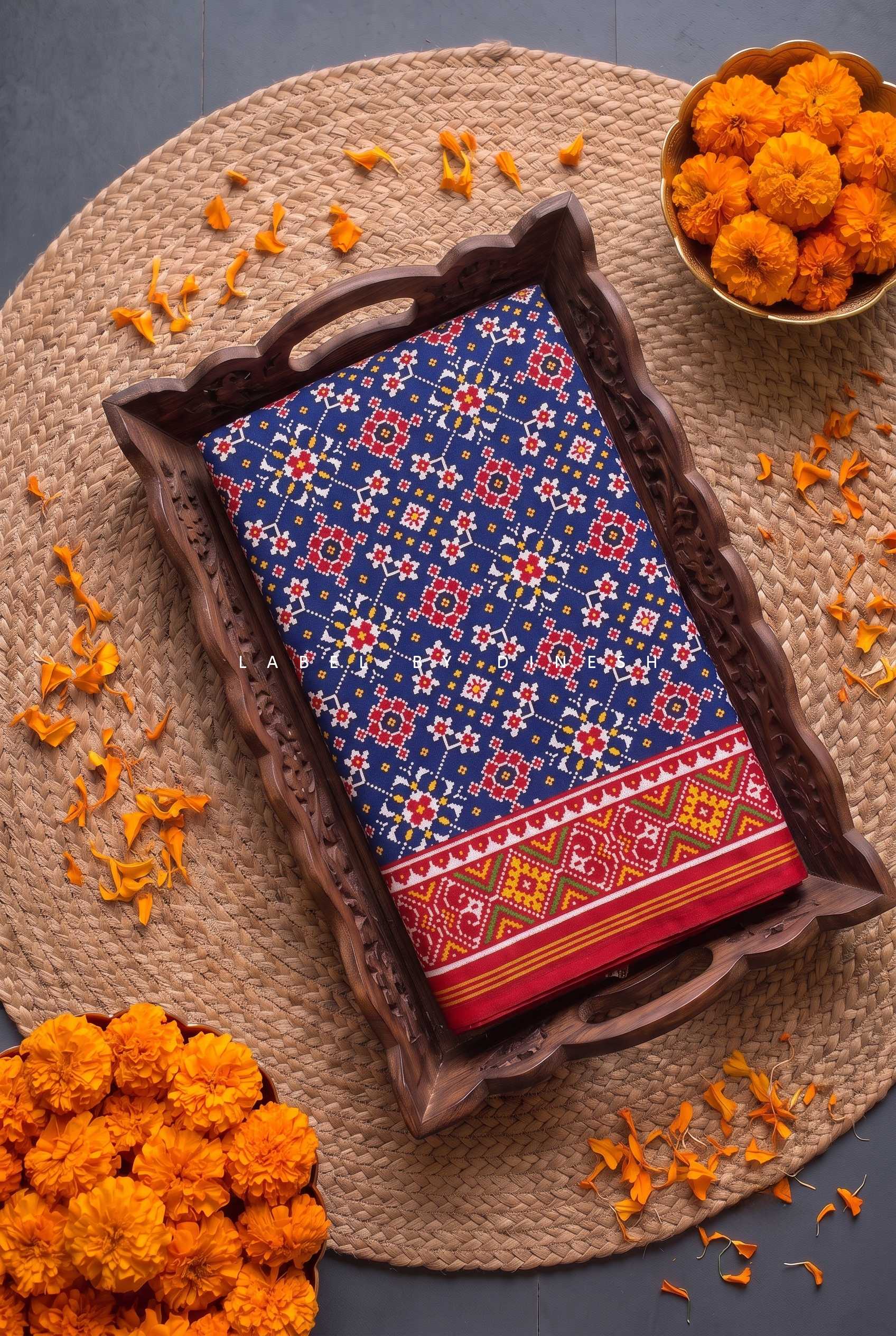 Blue Navratna  Double Ikkat  Patola Saree_1