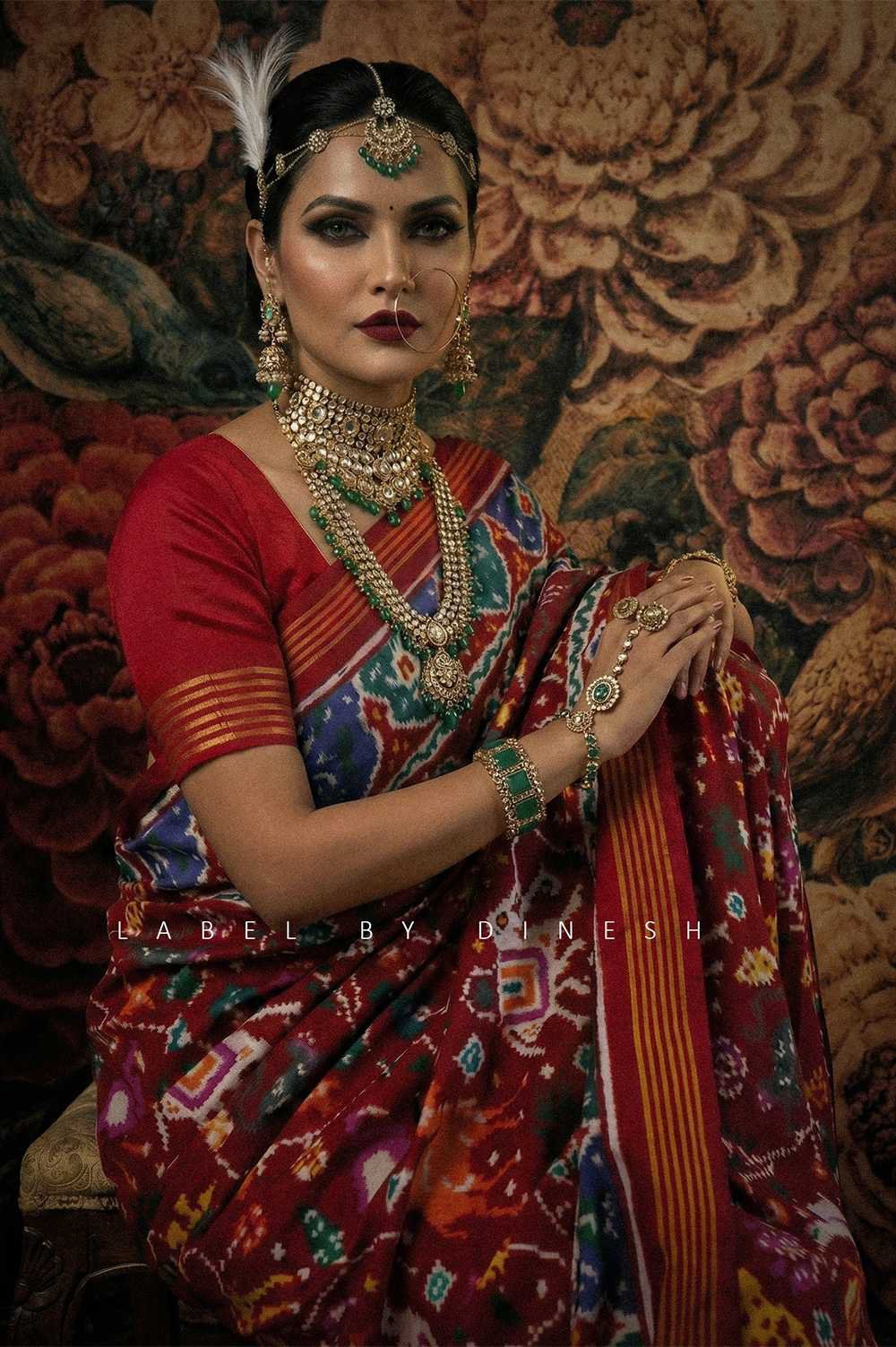 Designer Red Maroon Vantara Double Ikkat Patola Saree_1