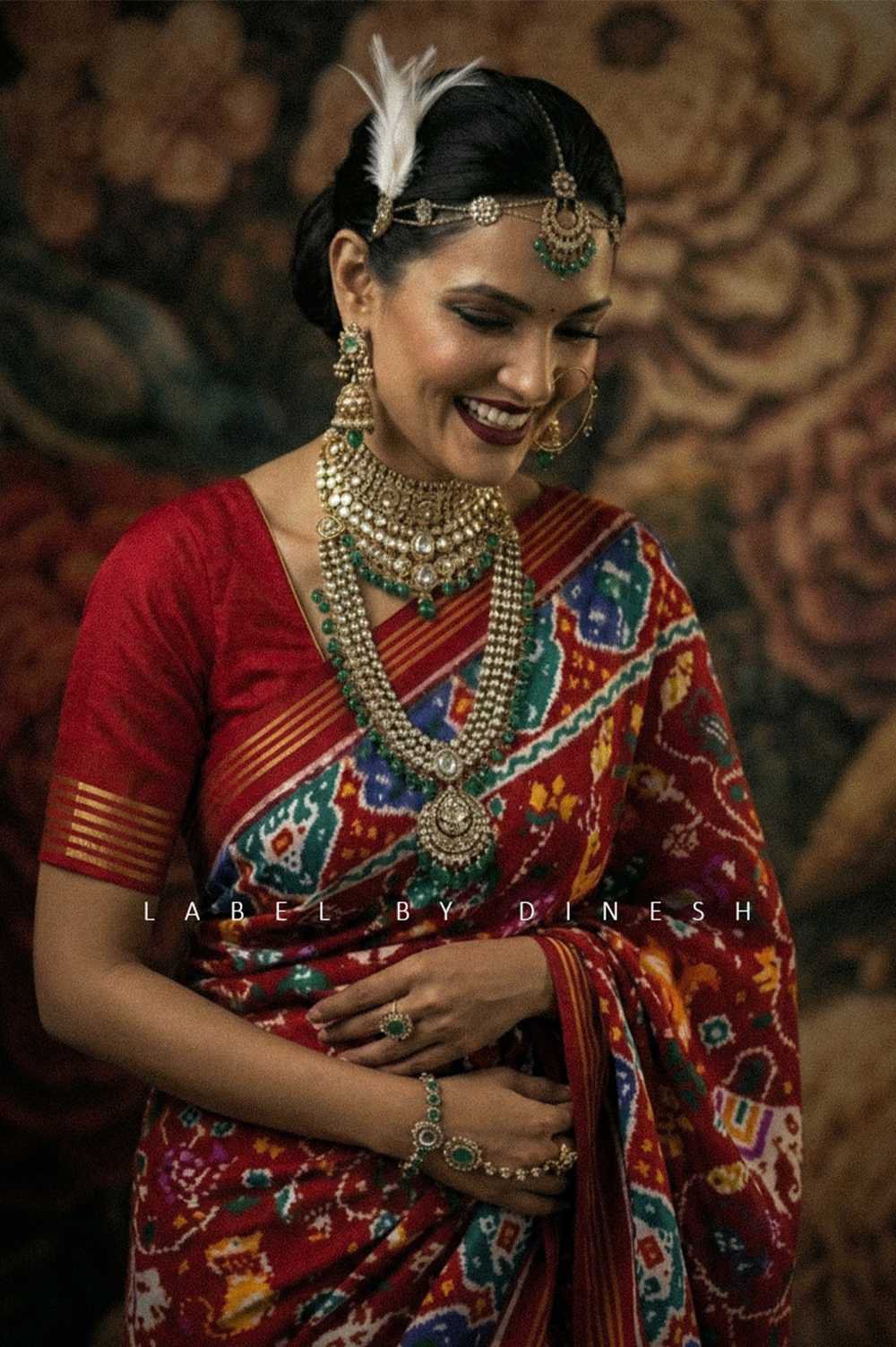 Designer Red Maroon Vantara Double Ikkat Patola Saree_1