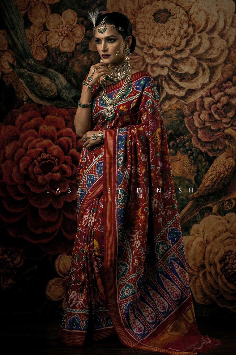 Designer Red Maroon Vantara Double Ikkat Patola Saree_1