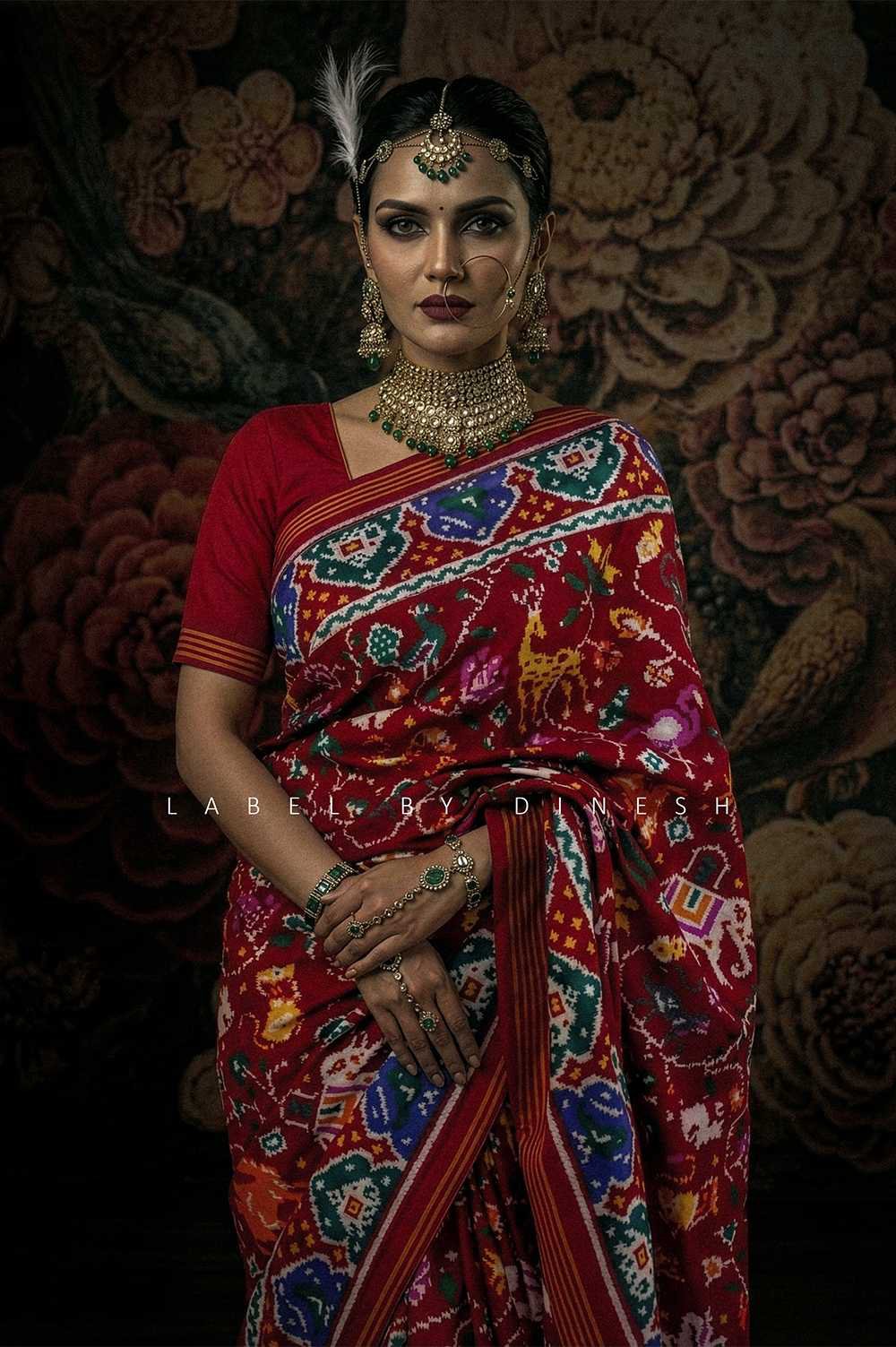 Designer Red Maroon Vantara Double Ikkat Patola Saree_1