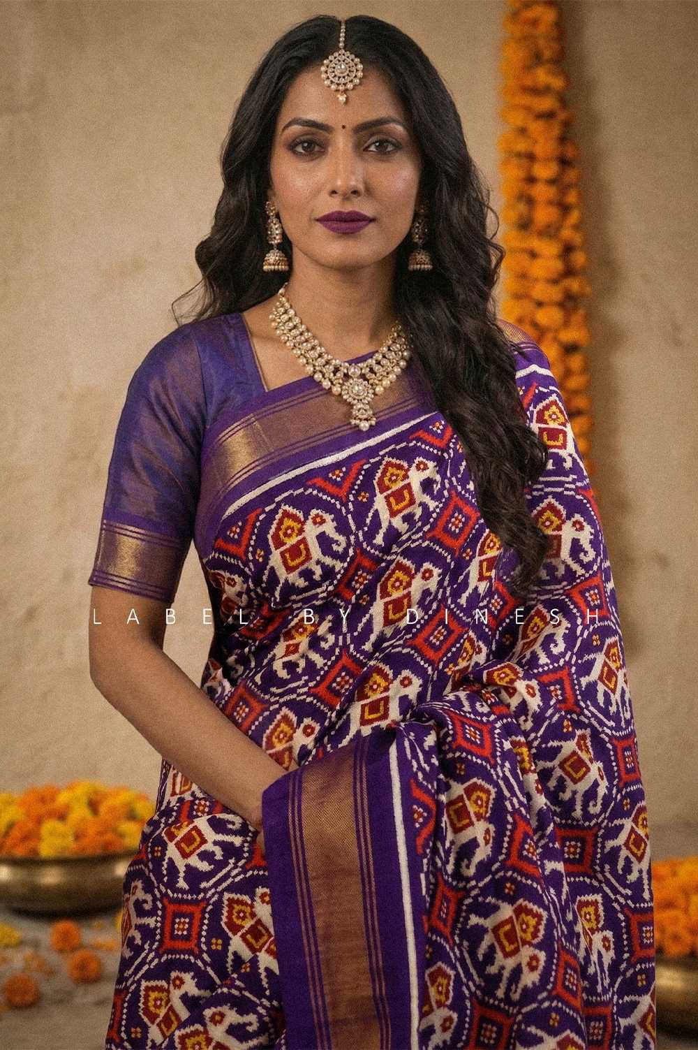 Elephant Design Natural Dye Double Ikkat Patola Saree_1
