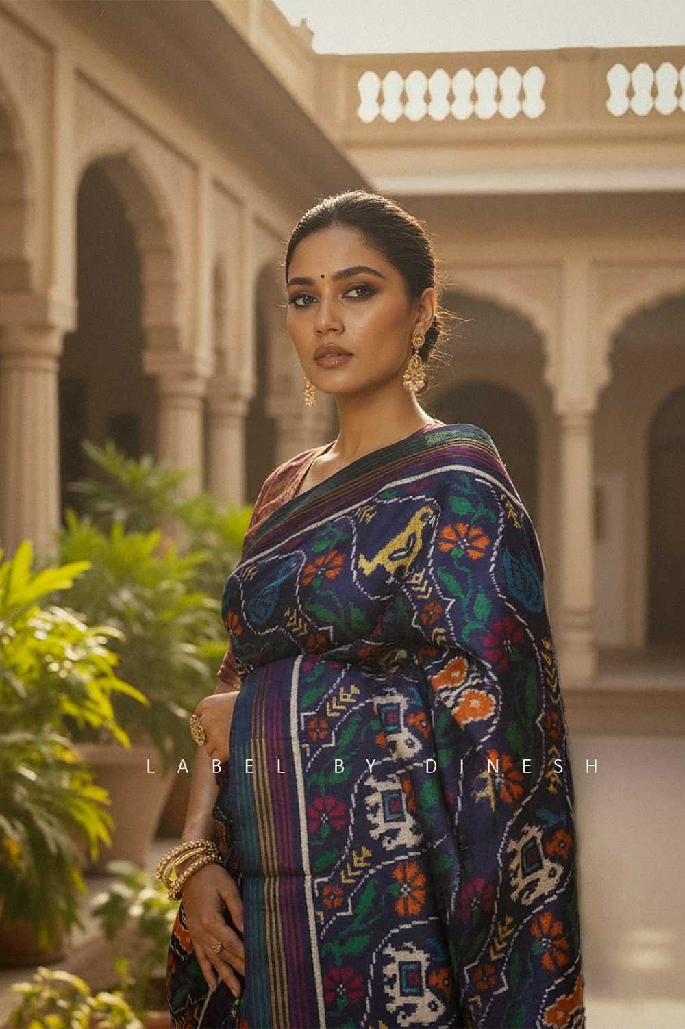 Figures In Lehariya Design Patola Saree_1