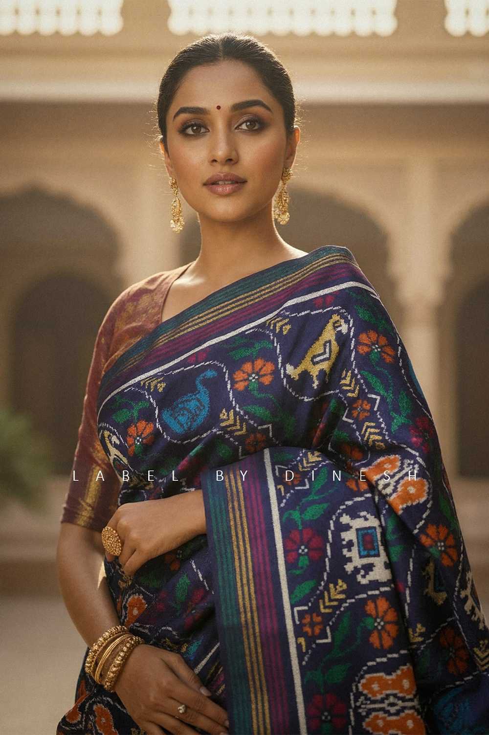 Figures In Lehariya Design Patola Saree_1