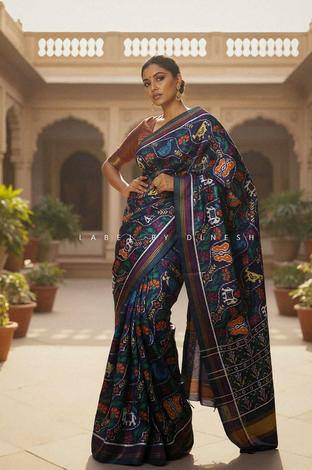 Figures In Lehariya Design Patola Saree_1