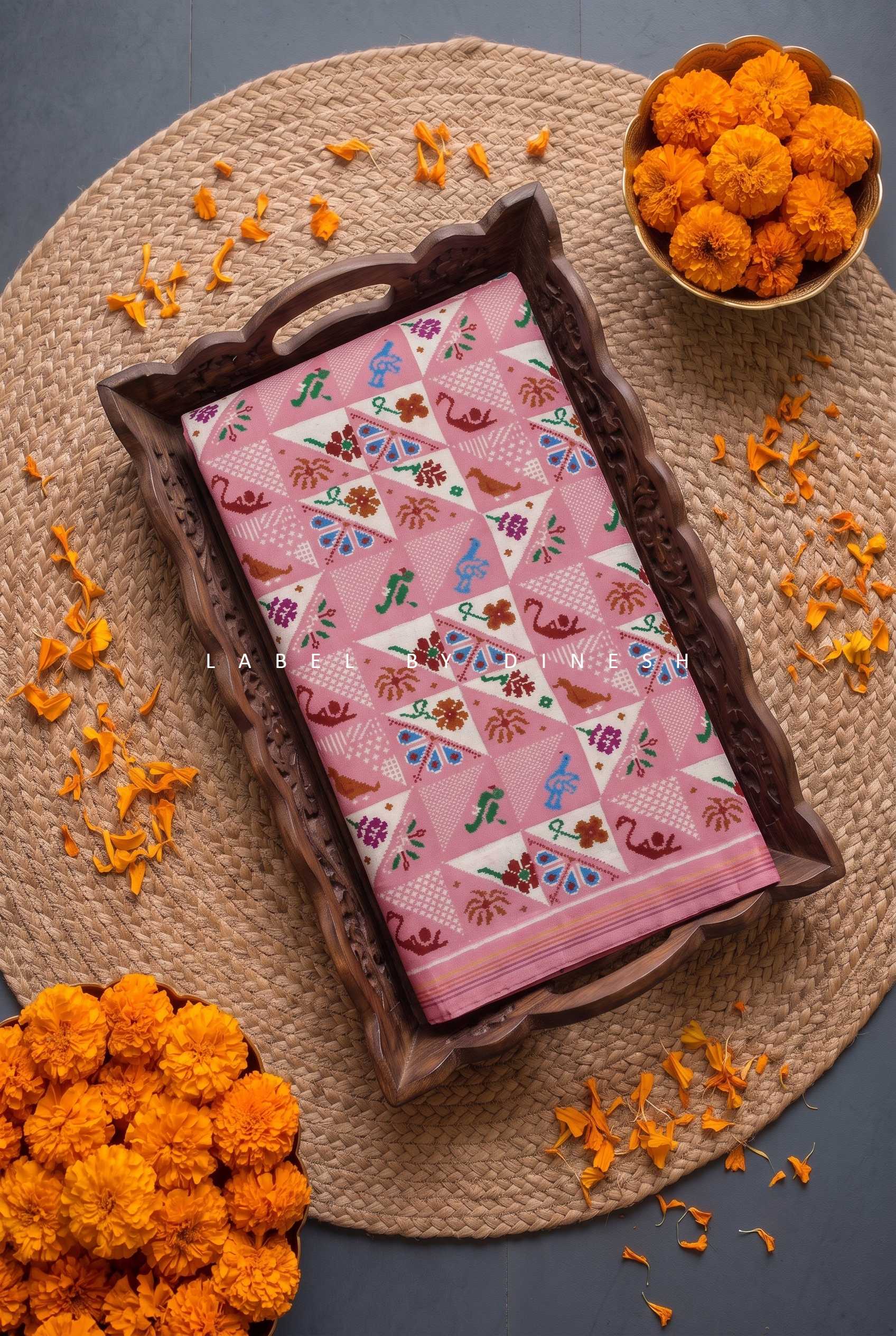Baby Pink color Fancy Designer Patola saree_1
