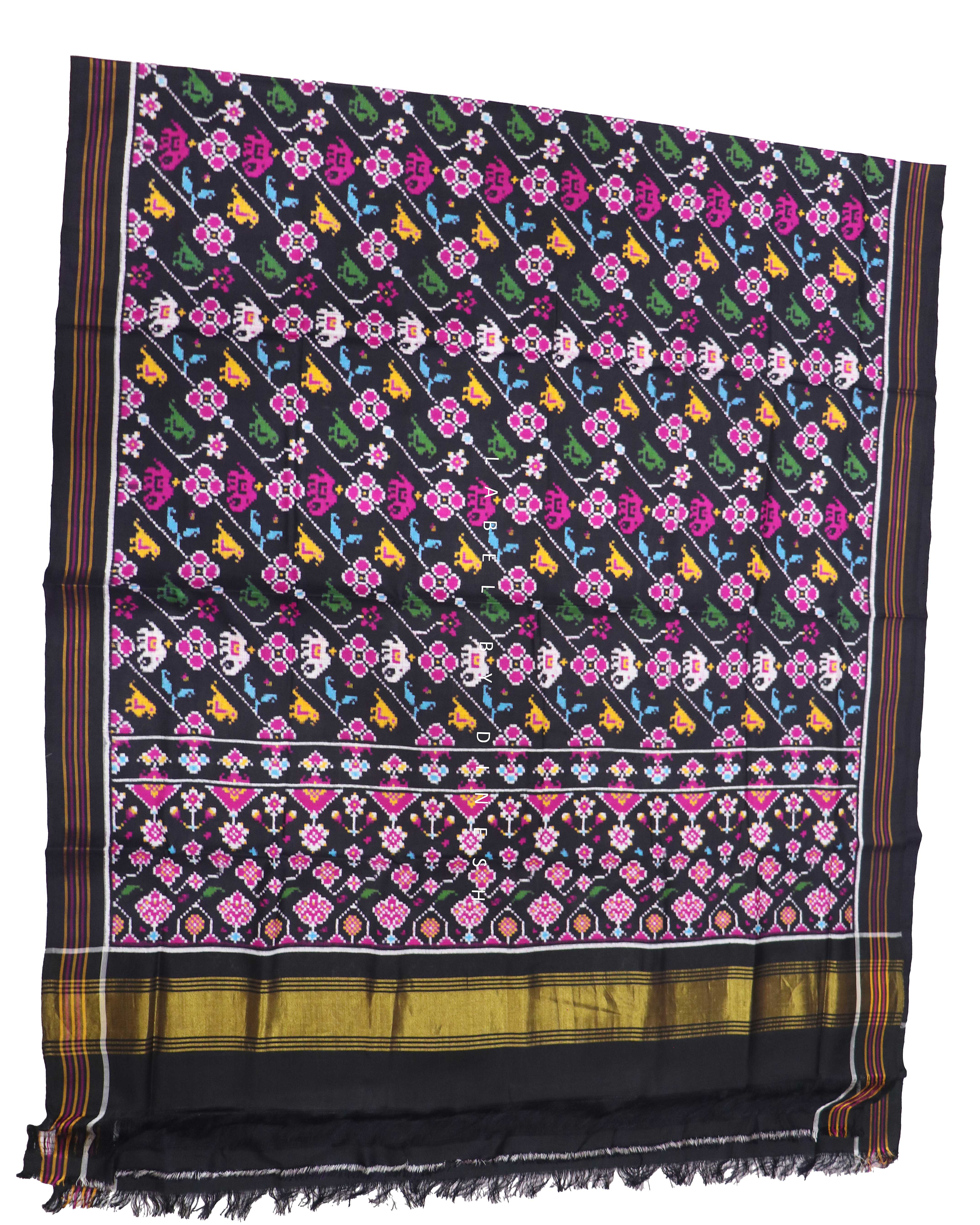 Black Small Figures In Lahariya Patola Saree_1