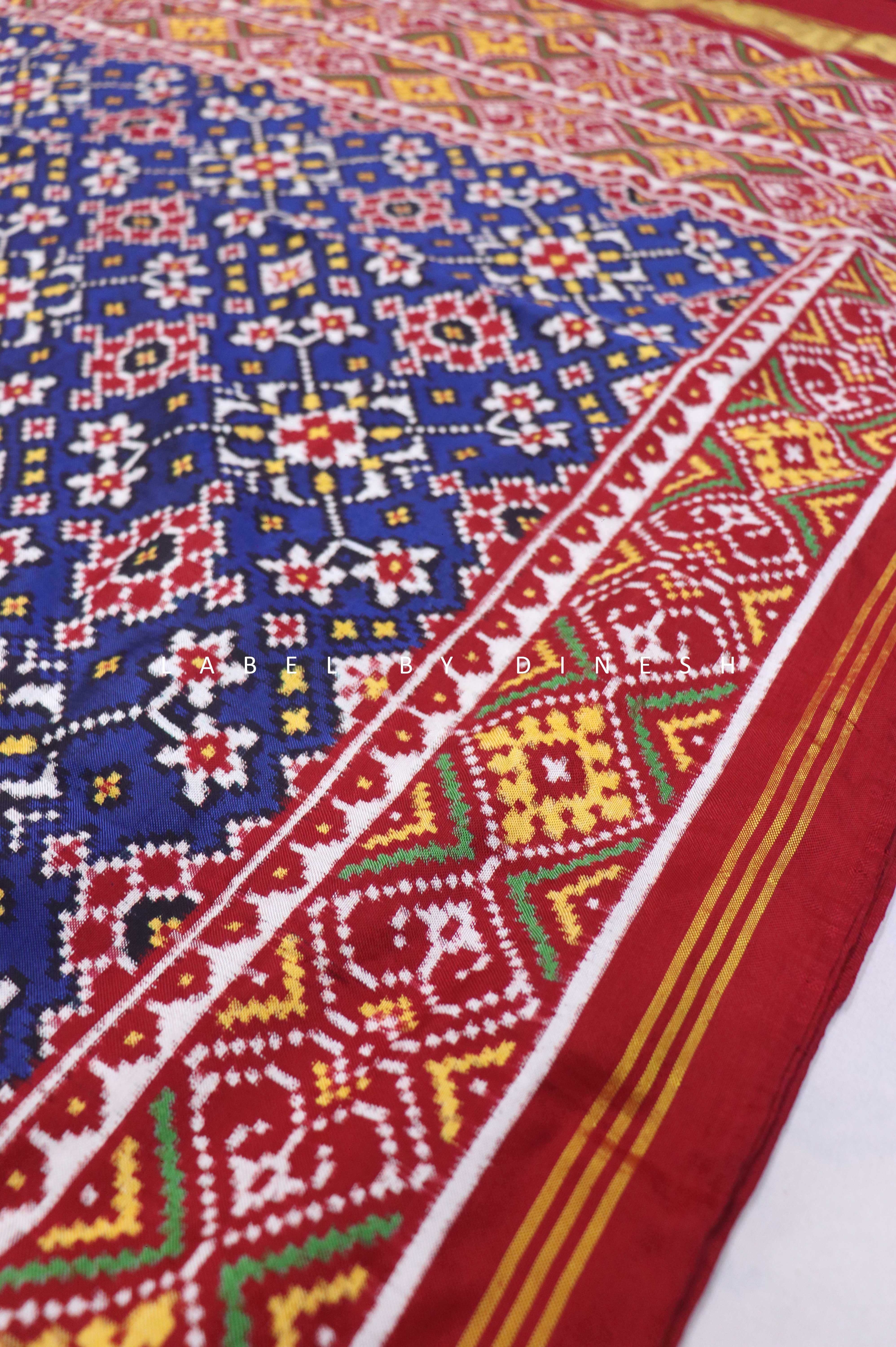 Blue Navratna  Double Ikkat  Patola Saree_1