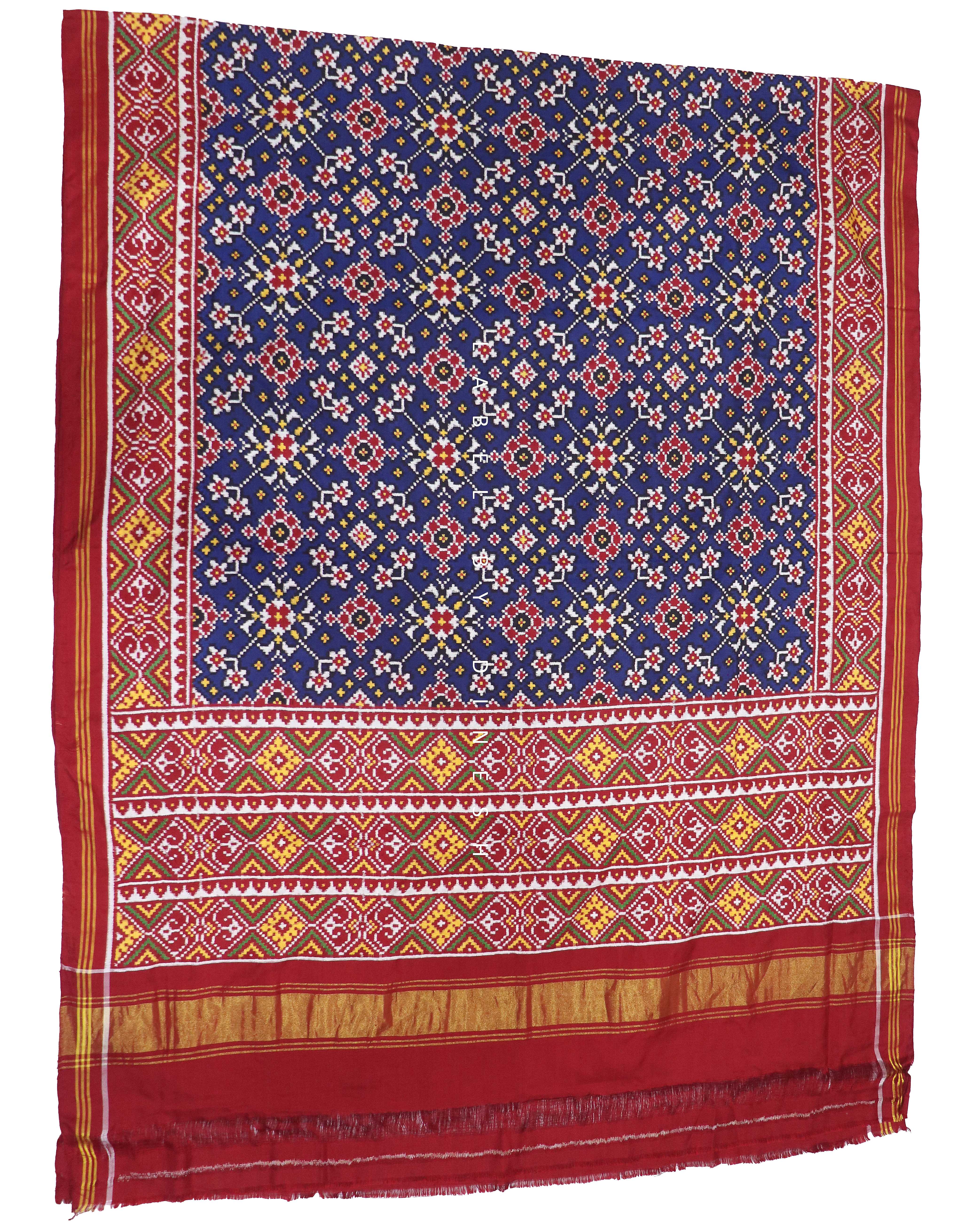 Blue Navratna  Double Ikkat  Patola Saree_1