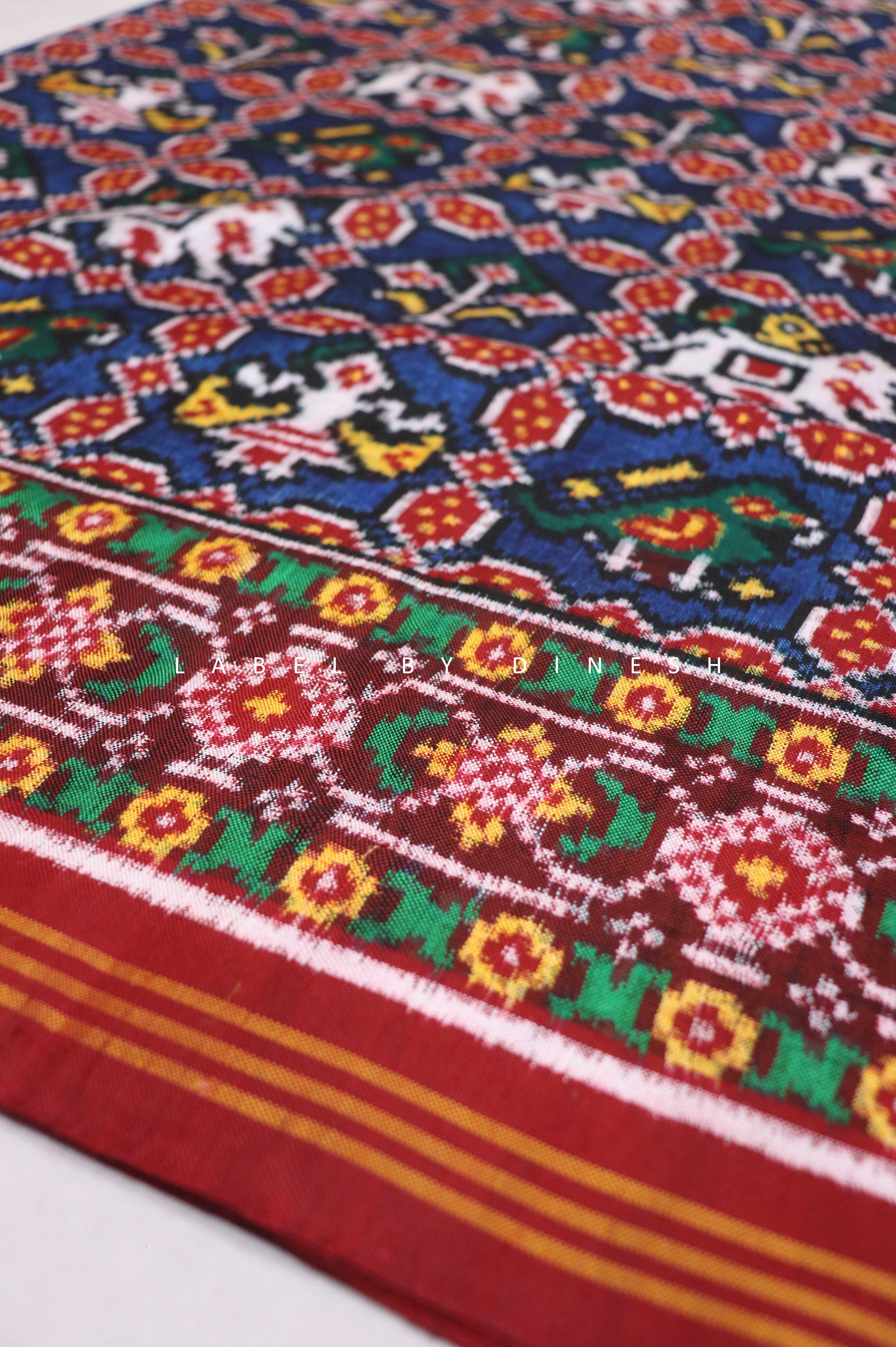 Blue Red Adatala Design Patola Saree_1