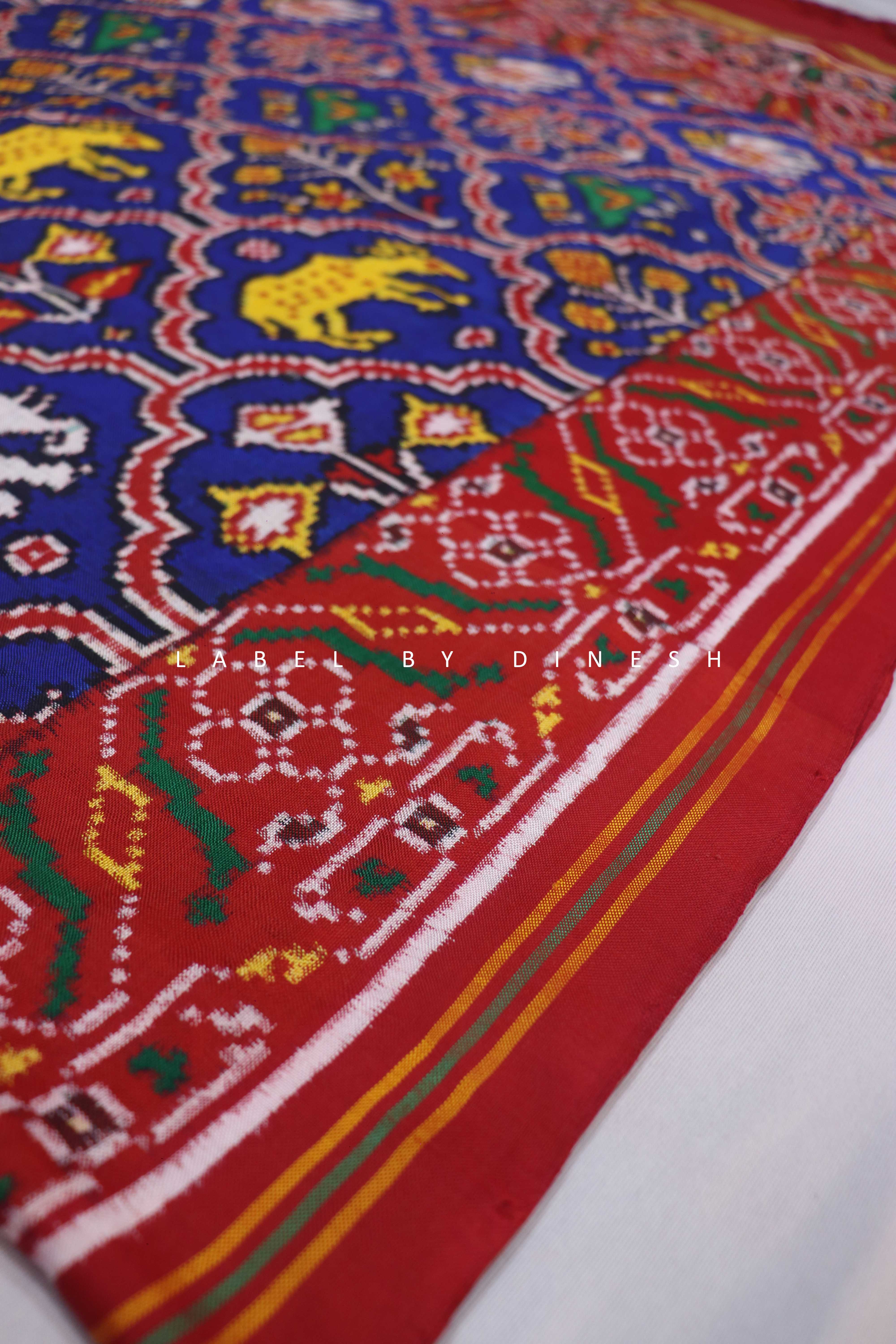 Blue Red Big Figues Patola Saree_1