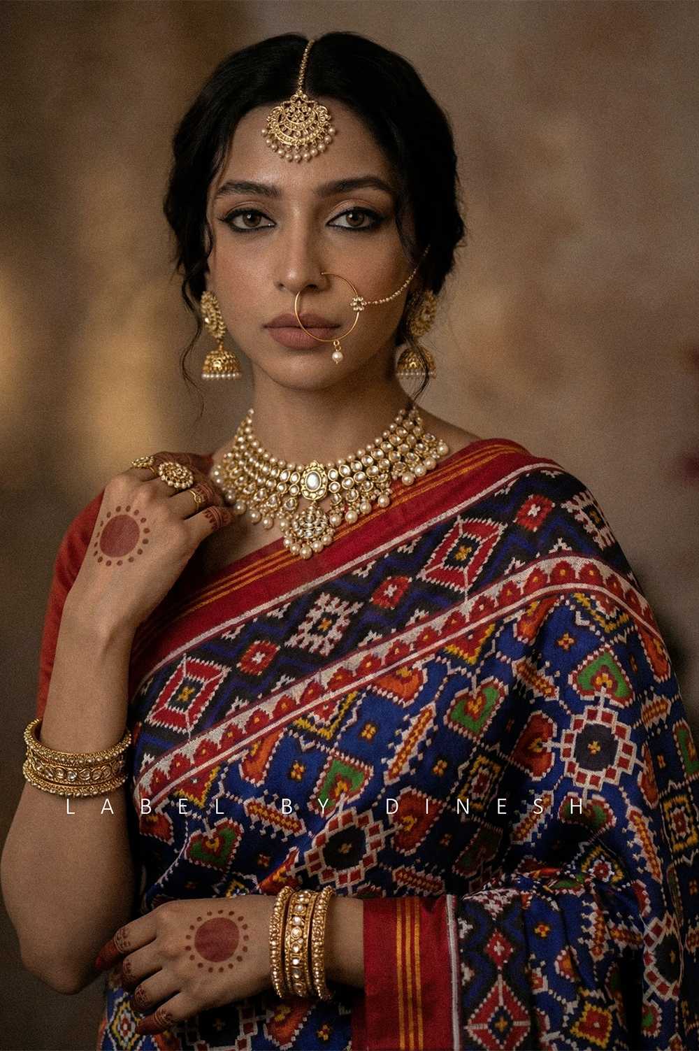Blue Red Manek Chowk Design Patola Saree_1