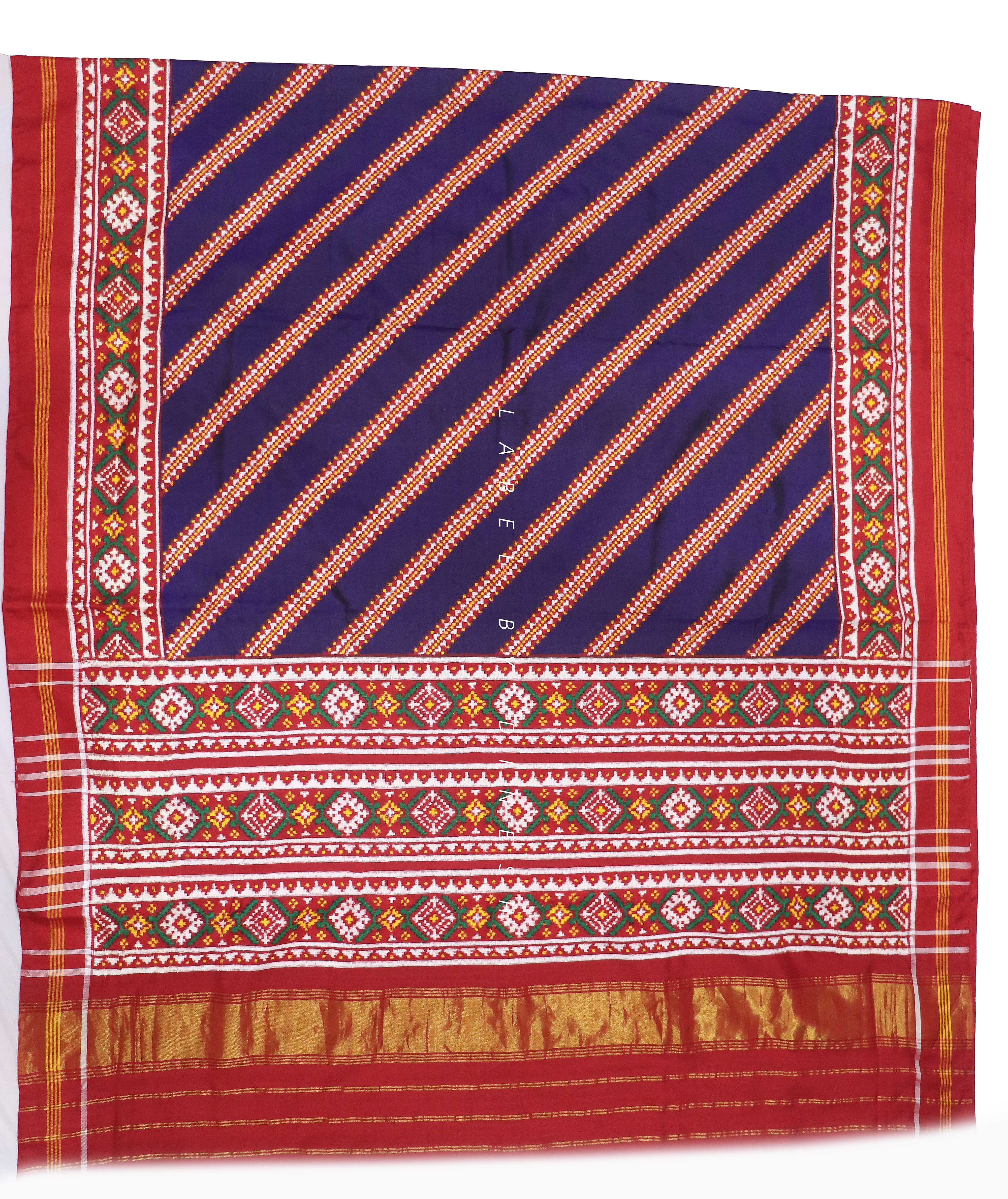 Blue Red Original Lahariya Design Patola Saree_1