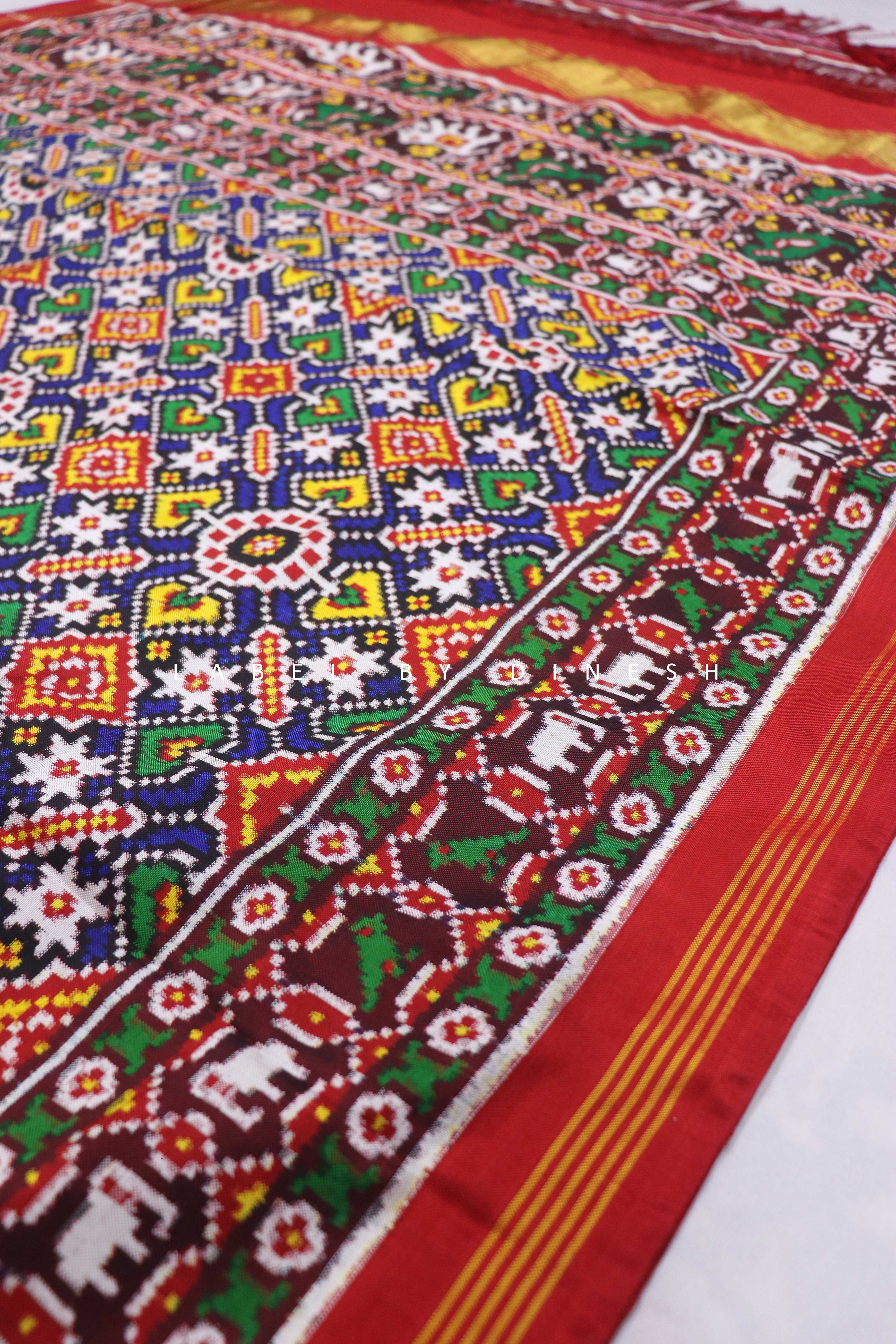 Blue Red Sitara Manek Chowk Patola Saree_1