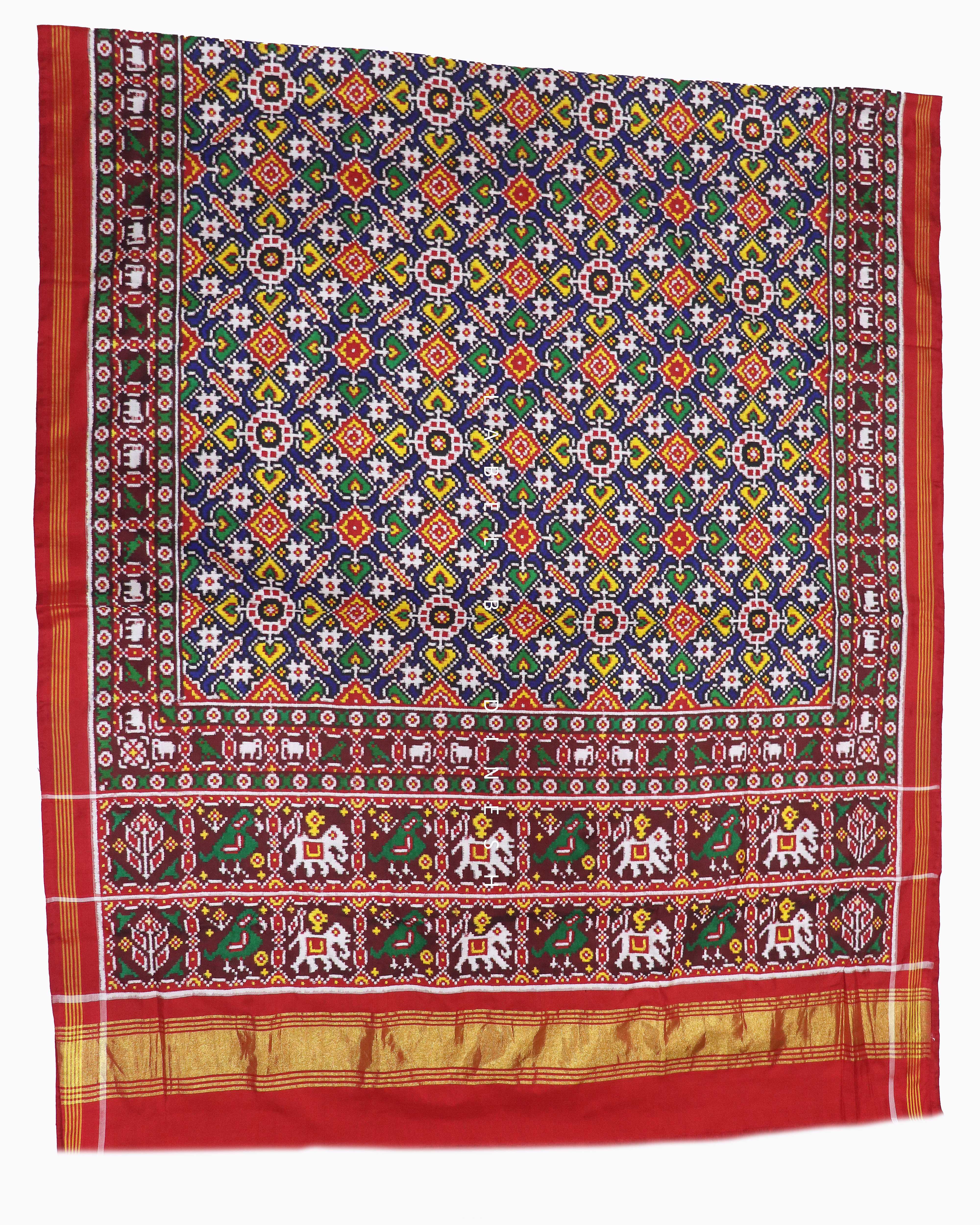 Blue Red Sitara Manek Chowk Patola Saree_1