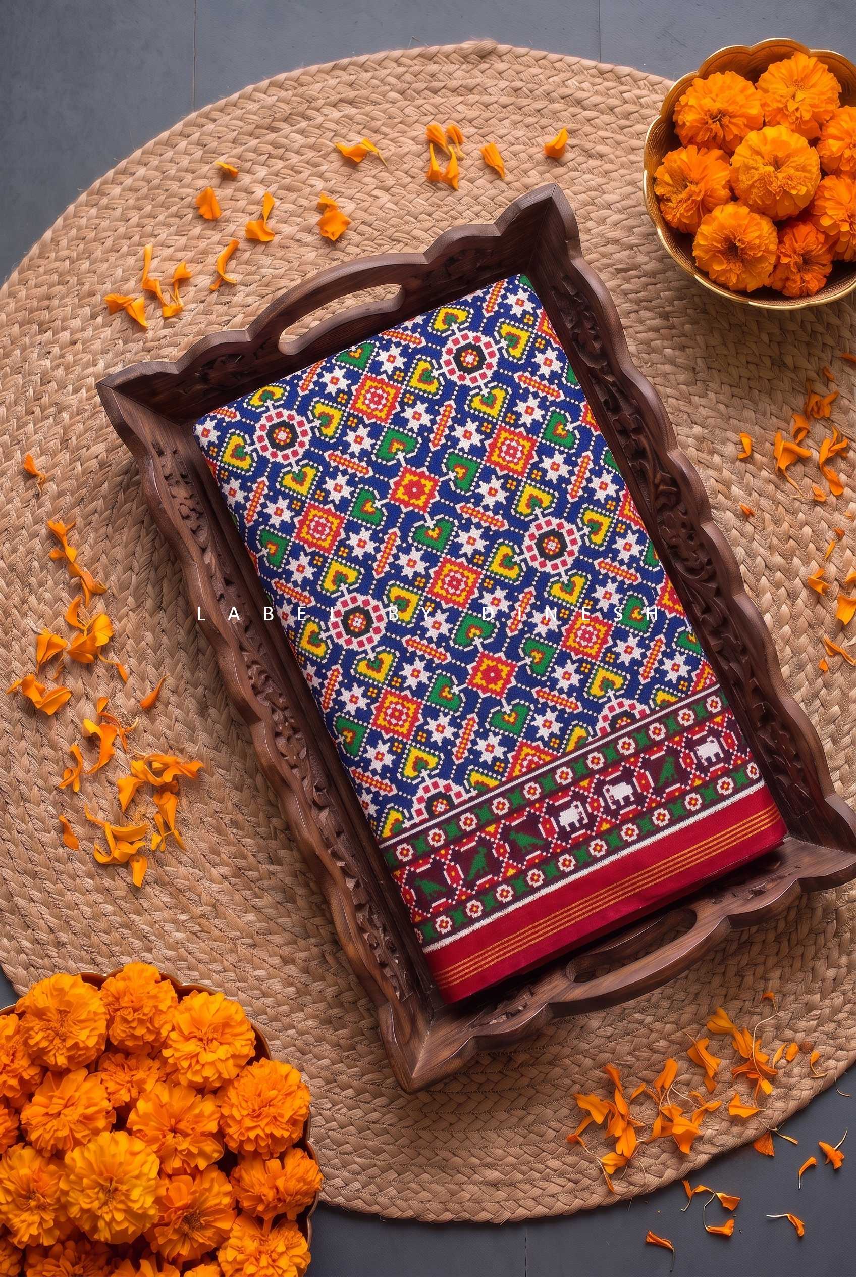 Blue Red Sitara Manek Chowk Patola Saree_1