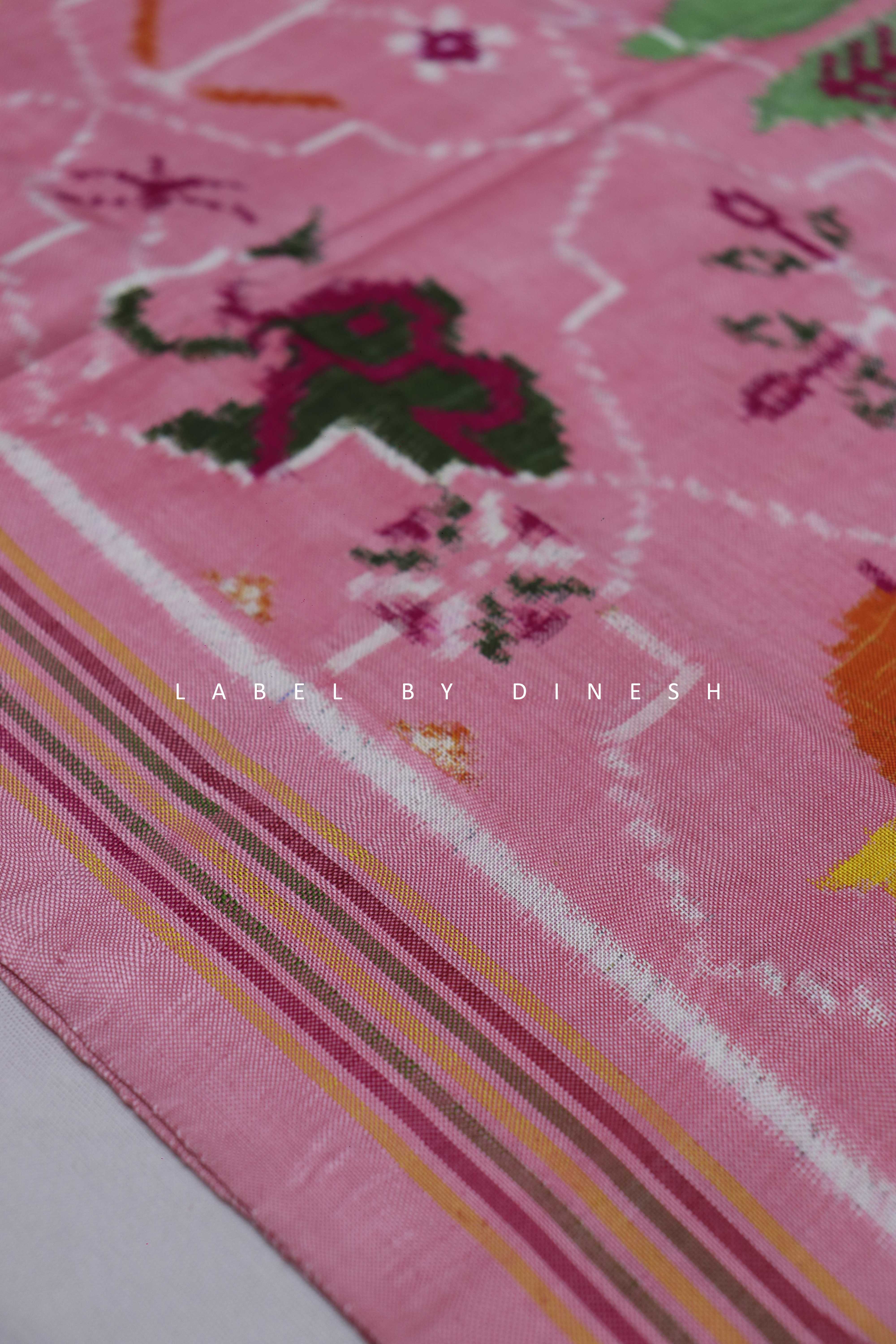 Designer Baby Pink Color Patola Saree_1