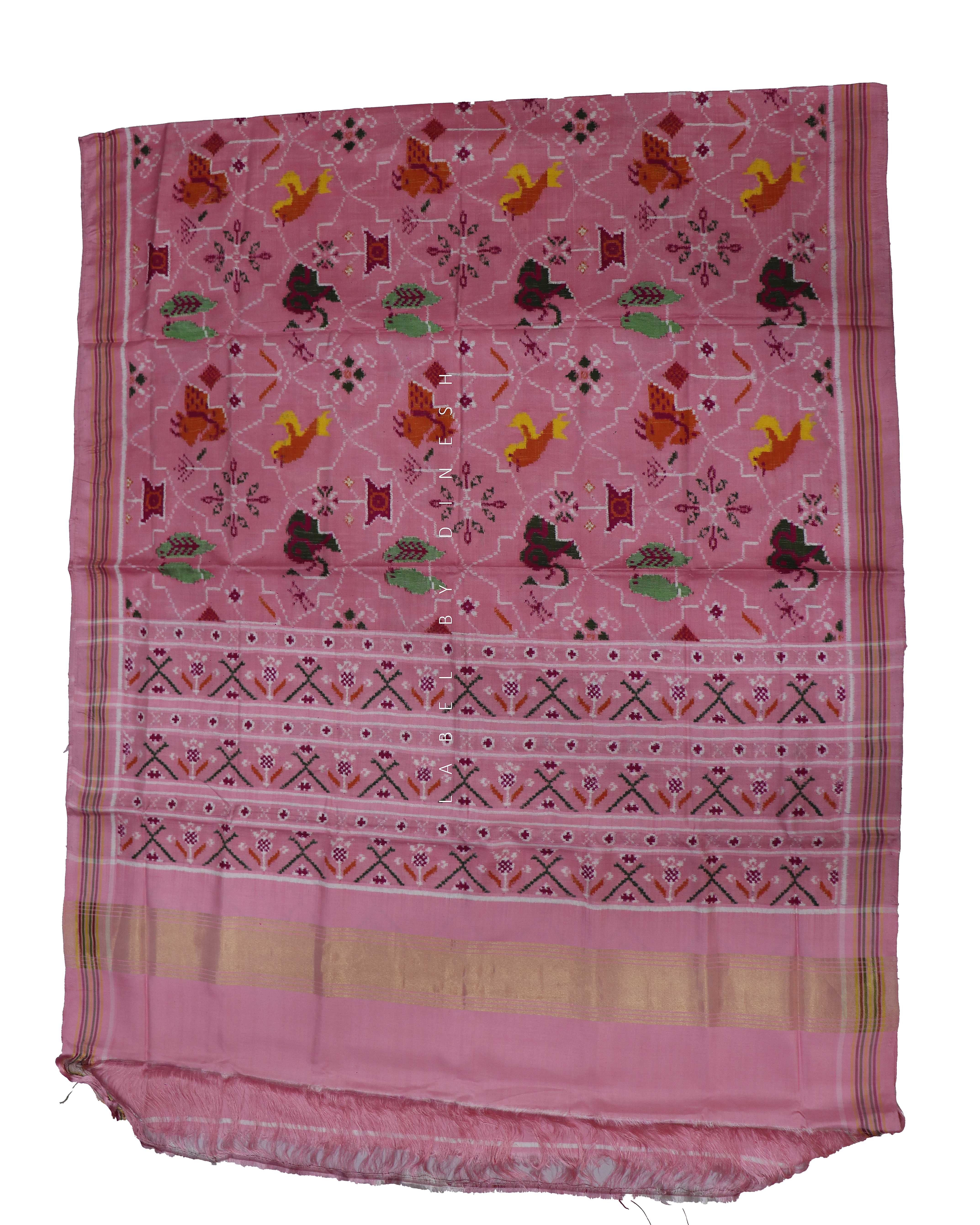 Designer Baby Pink Color Patola Saree_1