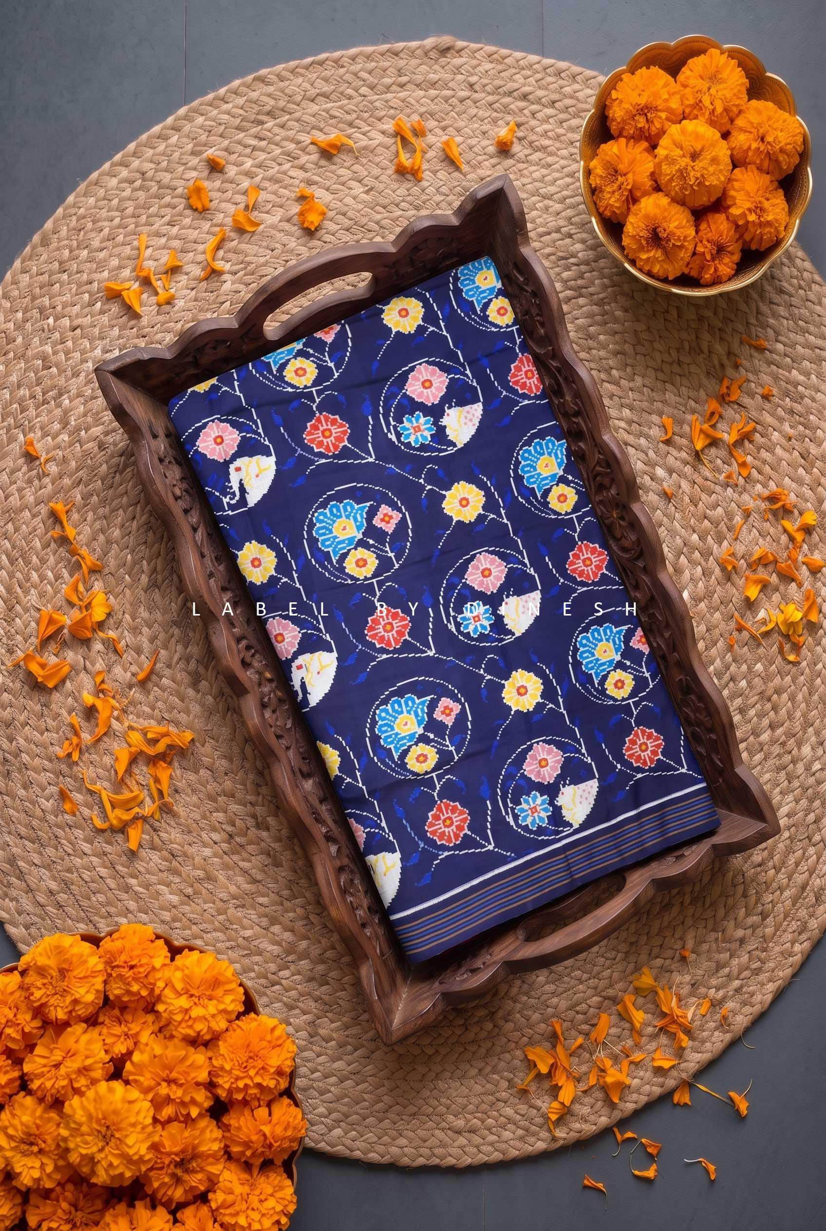Designer Blue Fancy Patola saree_1