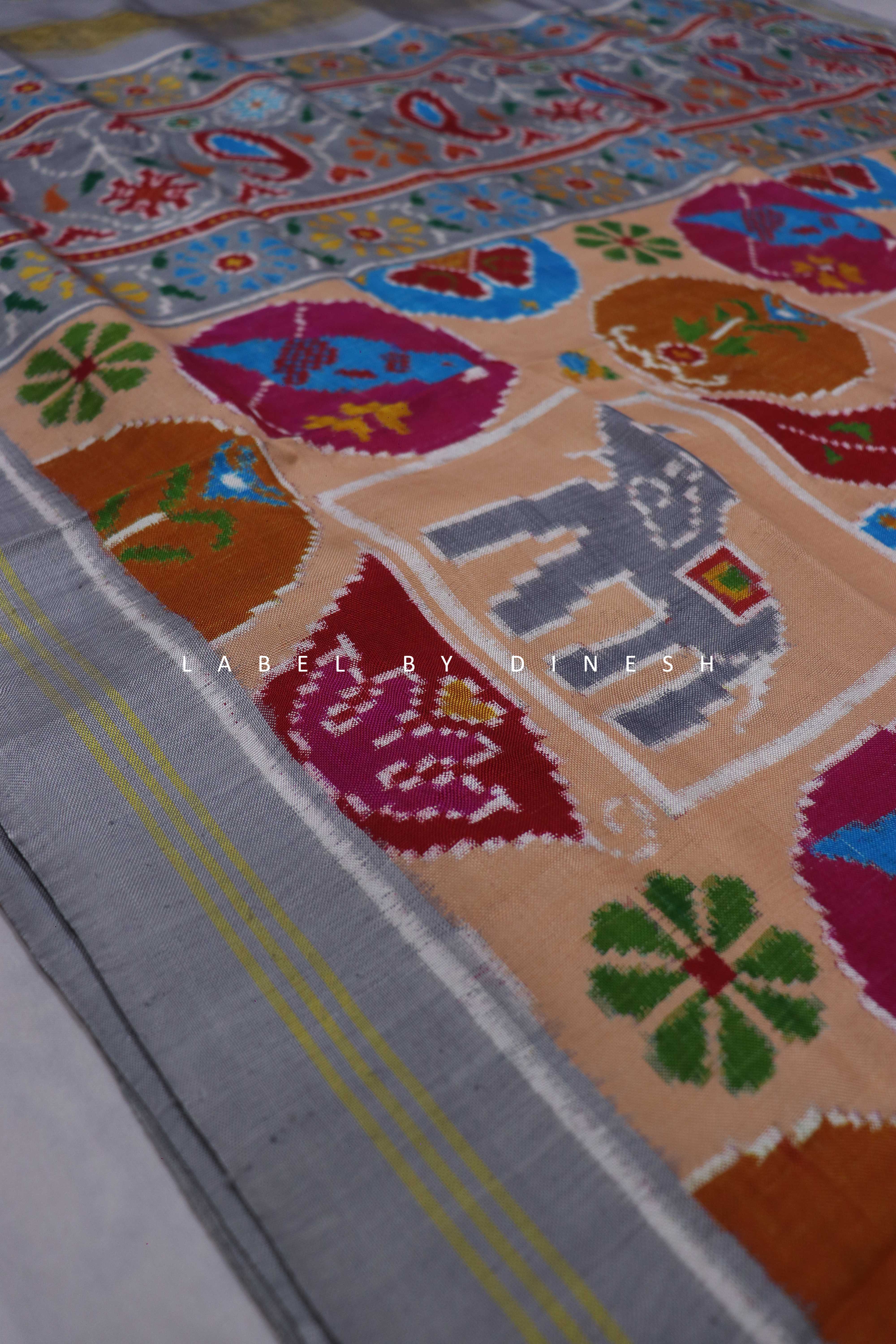 Designer Elephant in Square Fancy Patola saree_1