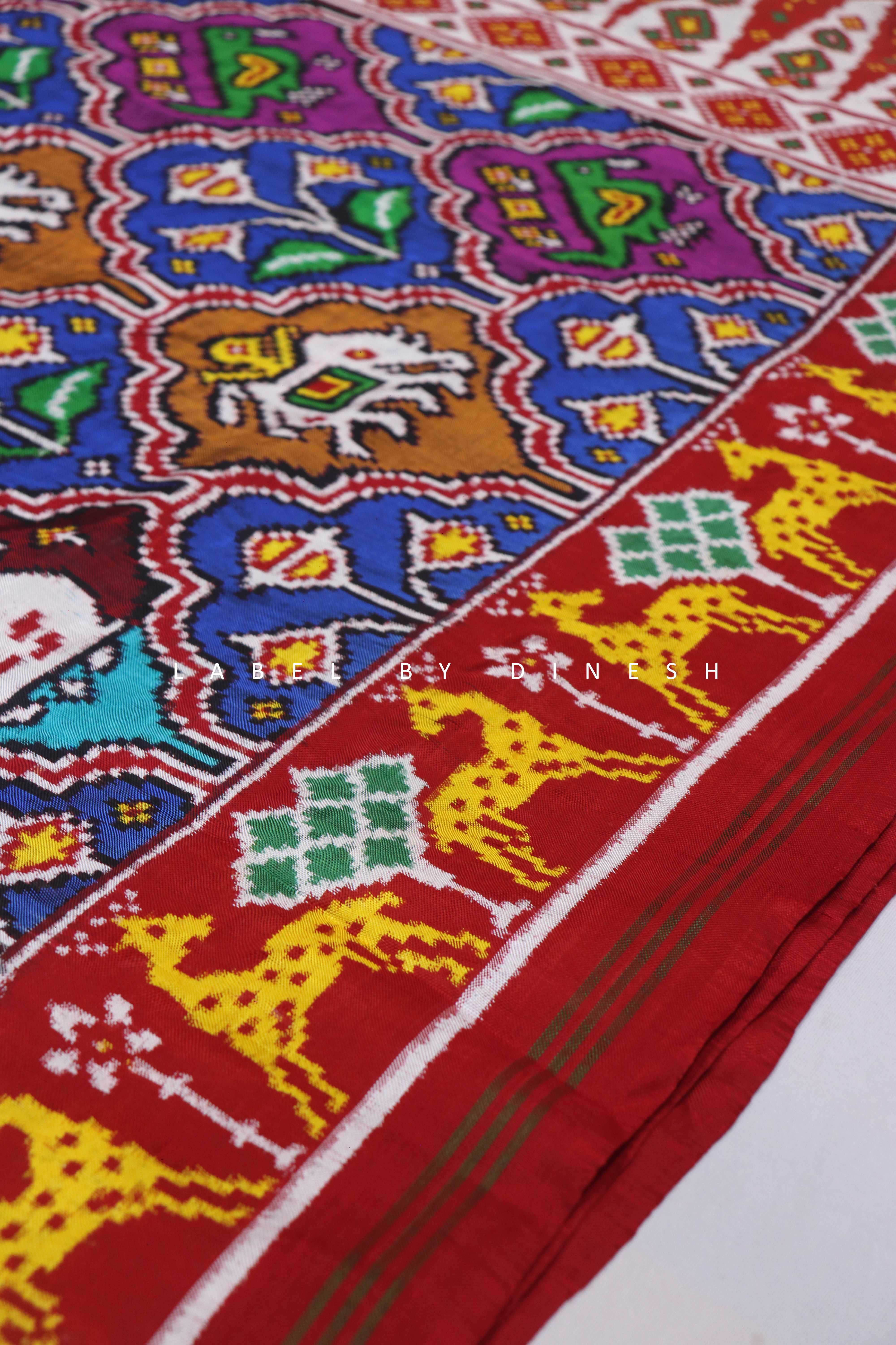 Designer Multi Color Big Figures Patola Saree_1