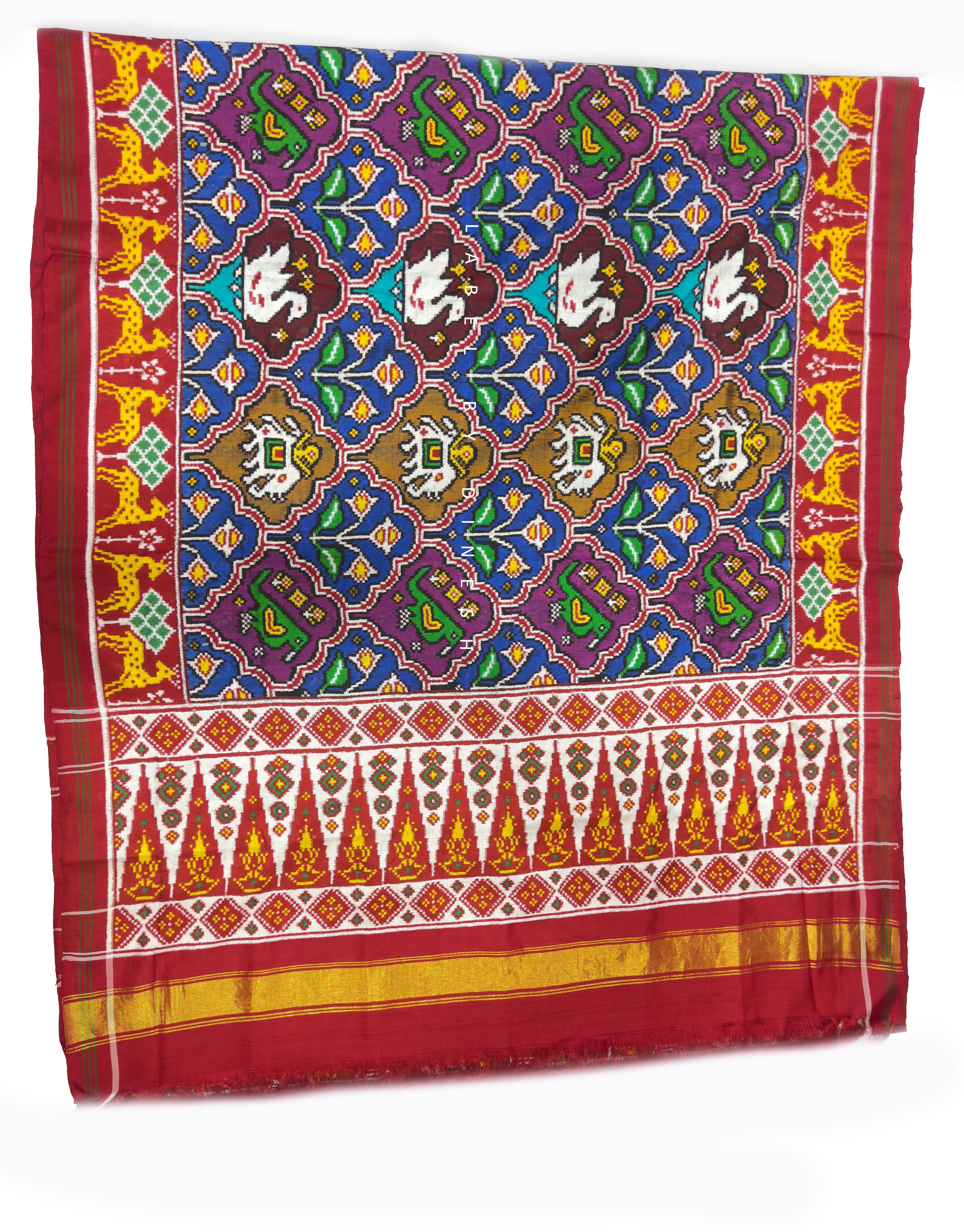 Designer Multi Color Big Figures Patola Saree_1