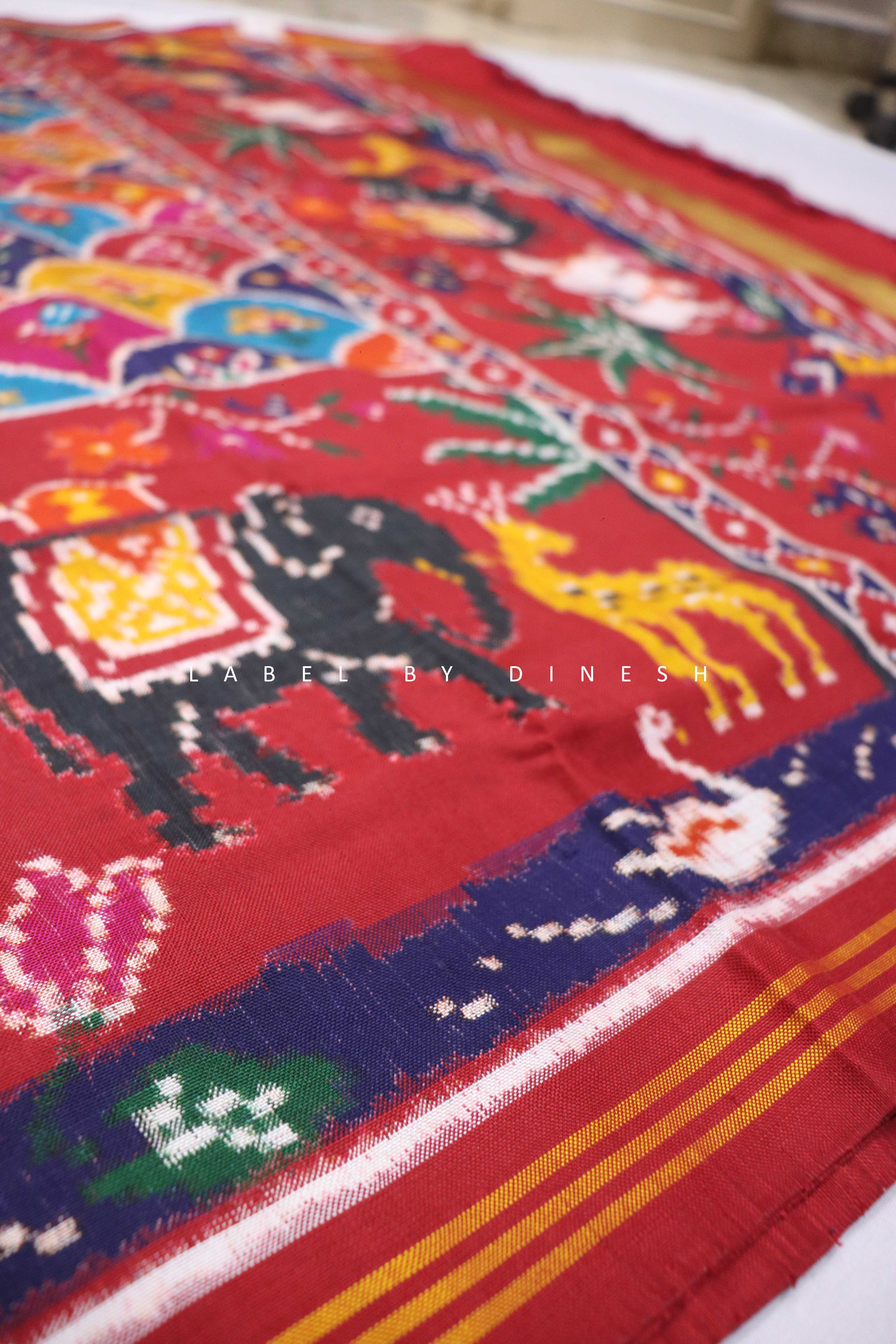 Designer Multi Color With Cow Figure Patola Saree_1