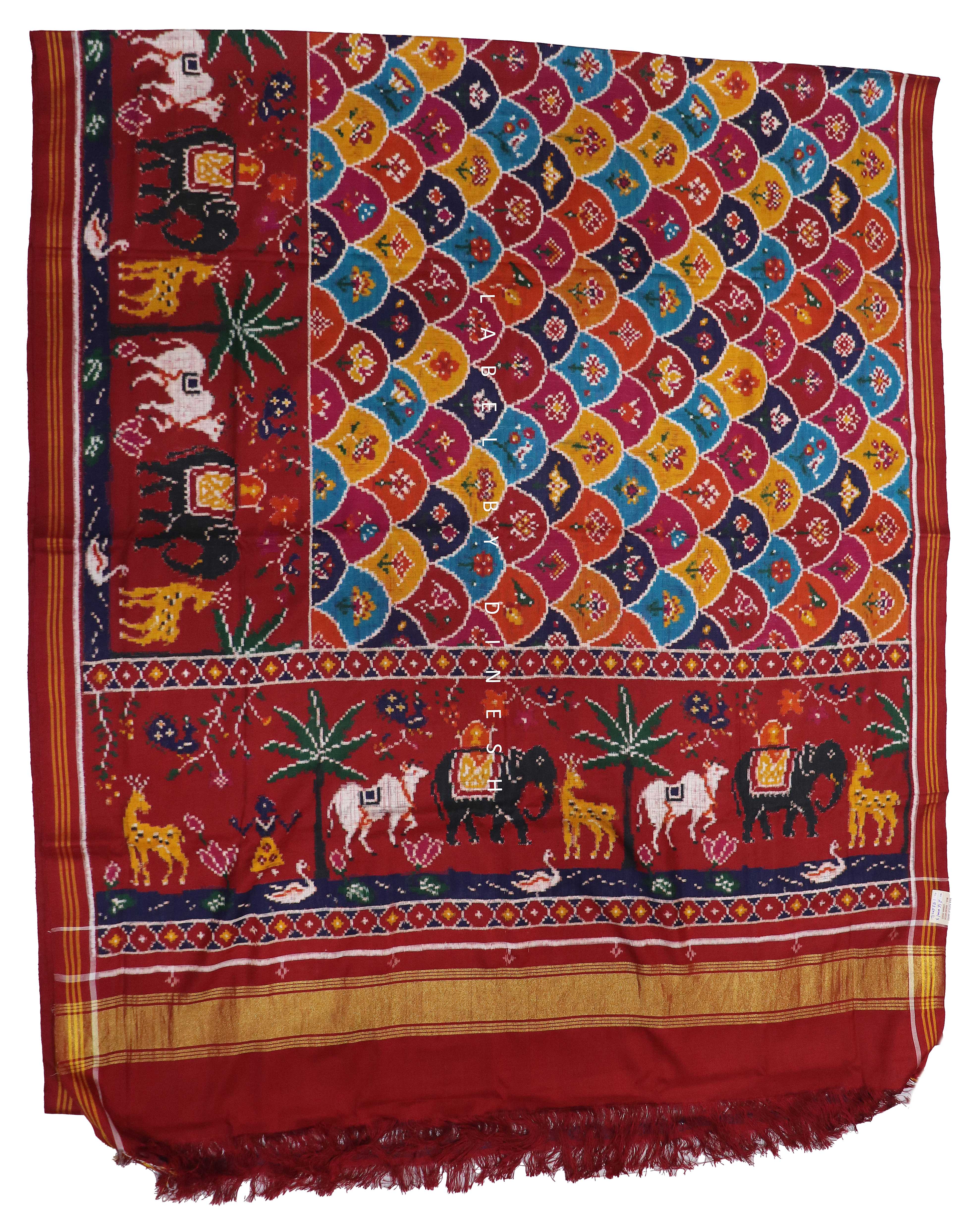 Designer Multi Color With Cow Figure Patola Saree_1