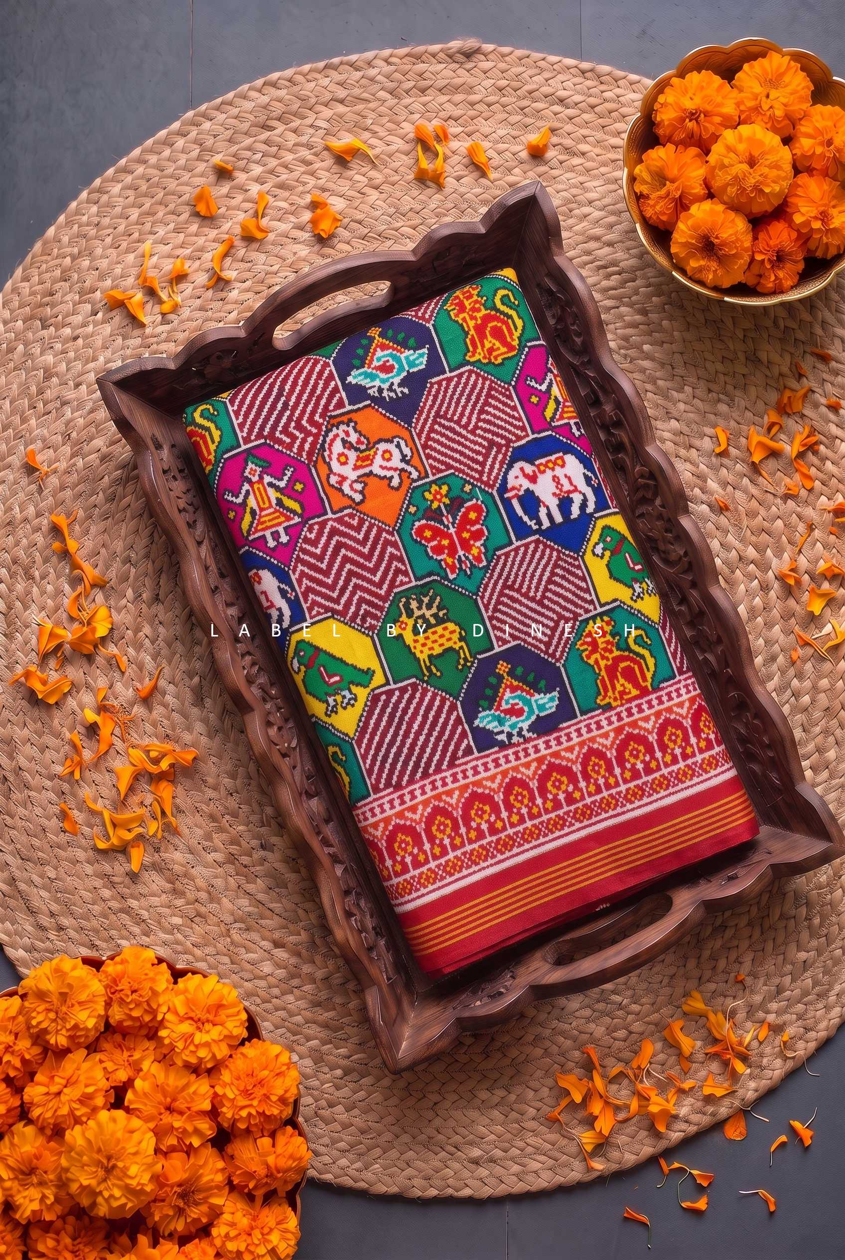 Designer Multi Figures Double Ikat Patola Saree_1