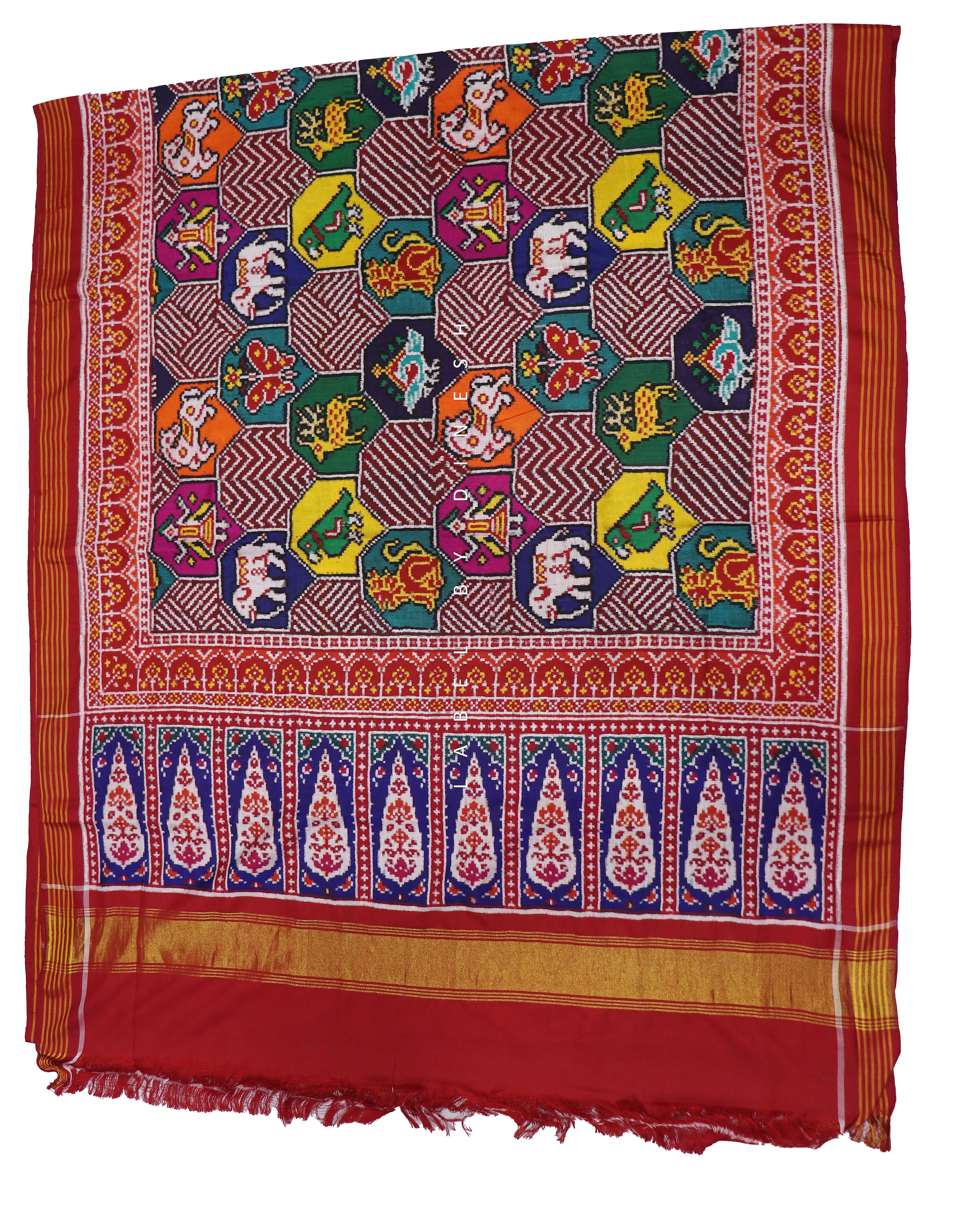 Designer Multi Figures Double Ikat Patola Saree_1