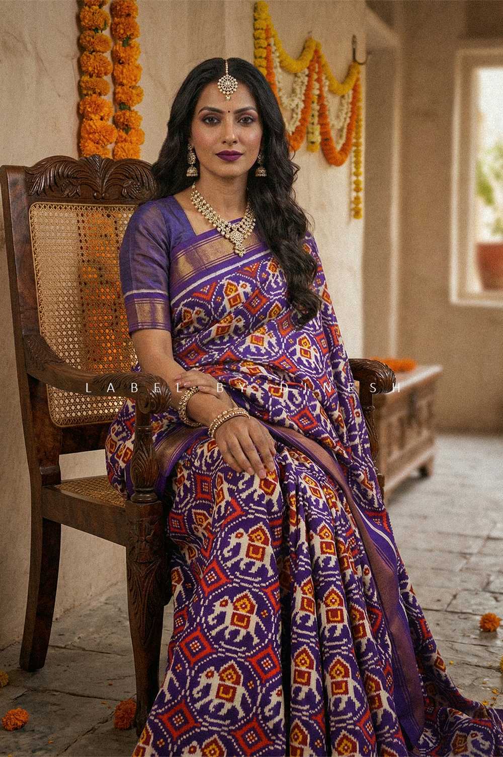 Elephant Design Natural Dye Double Ikkat Patola Saree_1