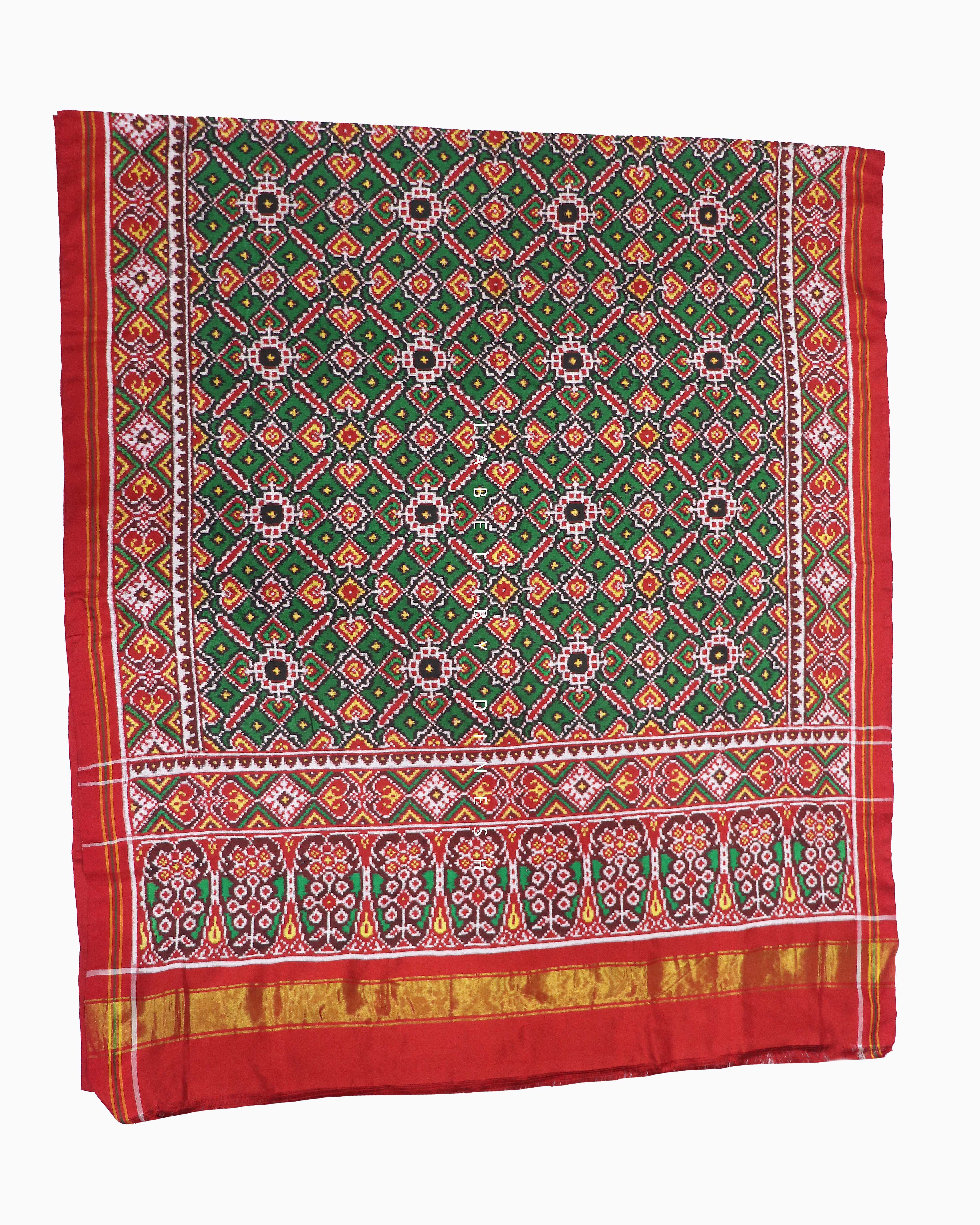 Green Red Manek Chowk Double Ikkat Patola Saree_1