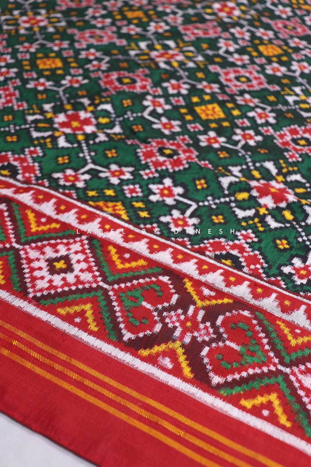 Green Red Navratna Patola Saree_1