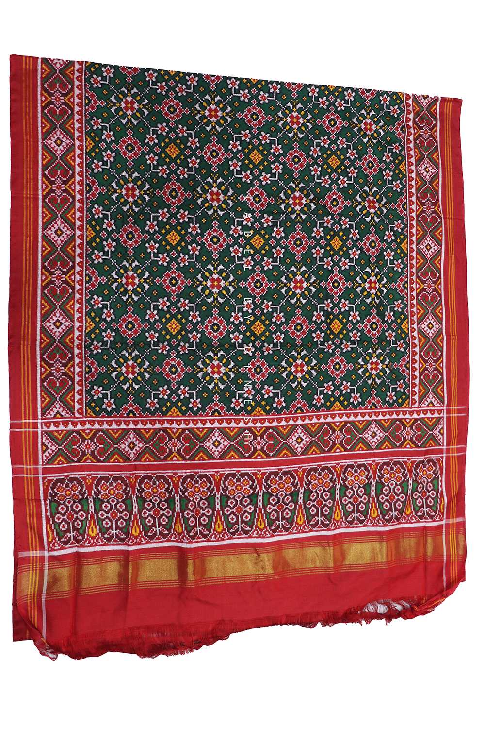 Green Red Navratna Patola Saree_1