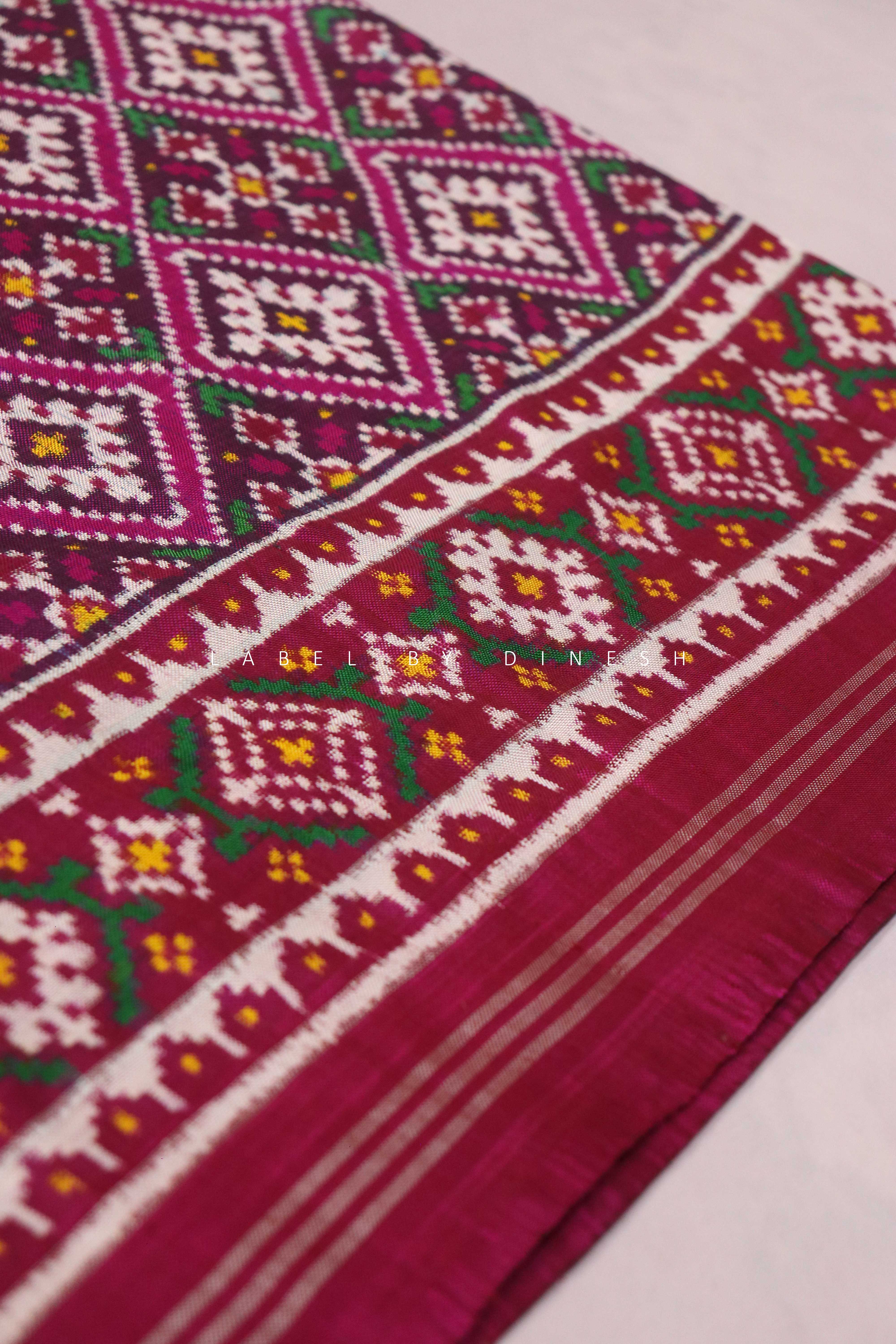 Magenta Pink Pan Chanda Patola Saree_1