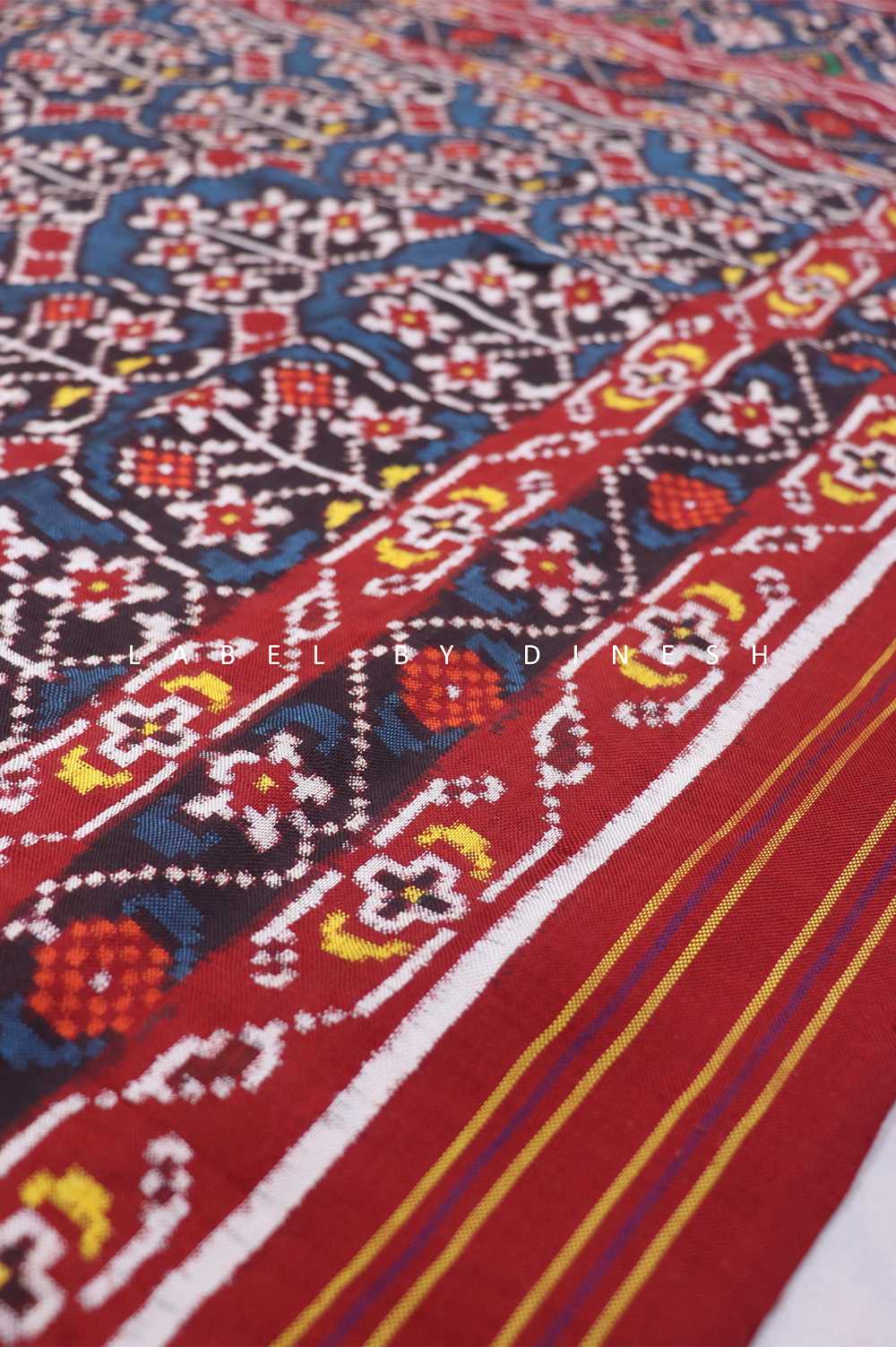Natural Dye Tri Phool Design Patola Saree_1