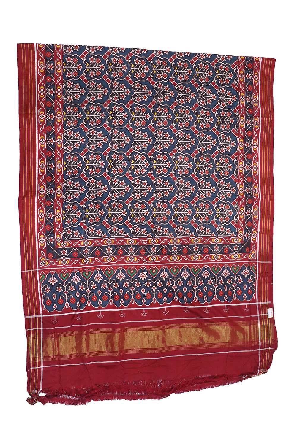 Natural Dye Tri Phool Design Patola Saree_1