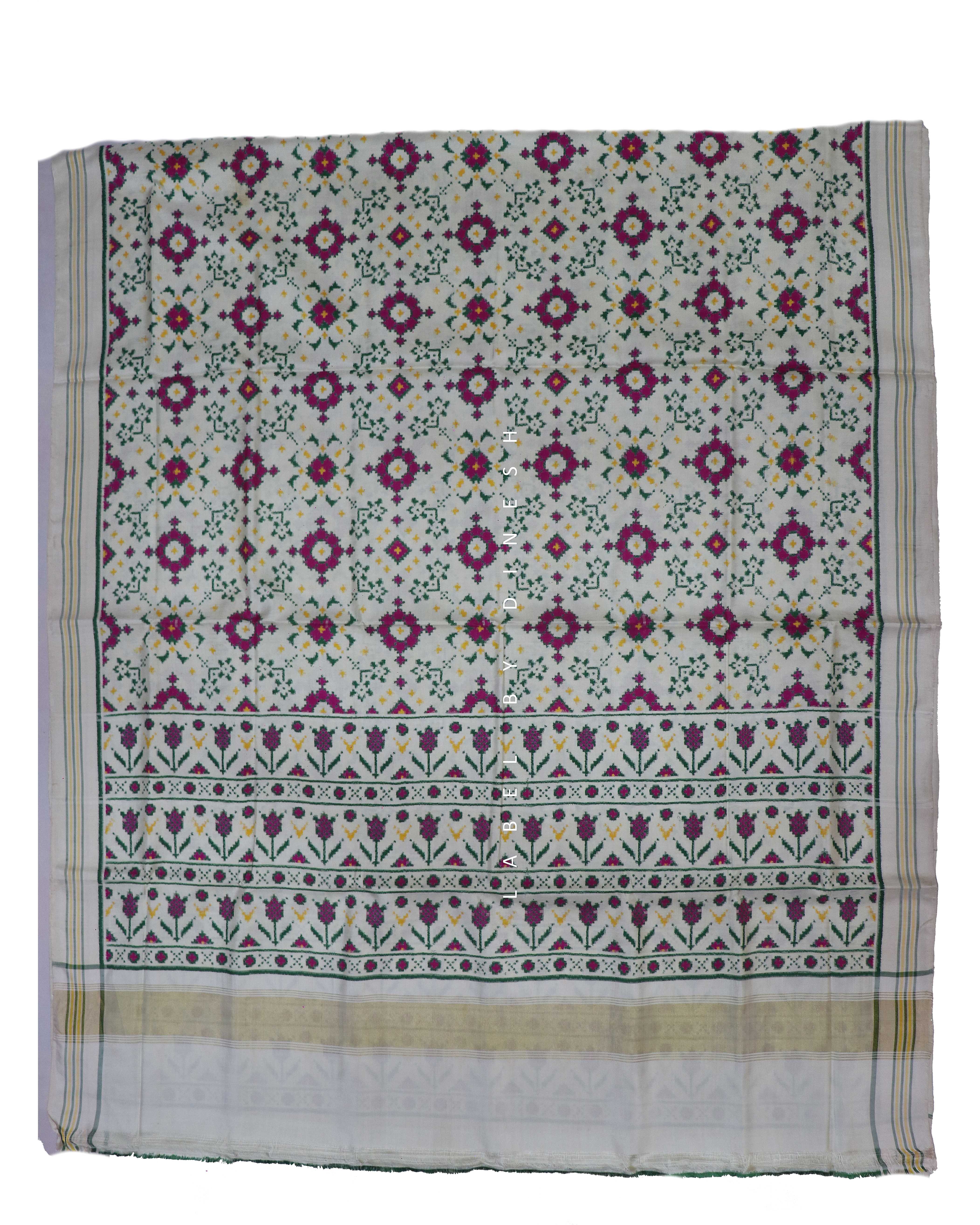 Offwhite Navratna Double Ikkat Patola Saree_1