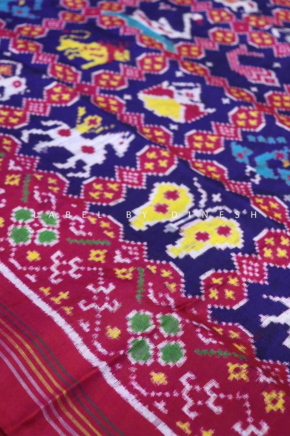 Pink Blue 9 Figures Patola Saree_1