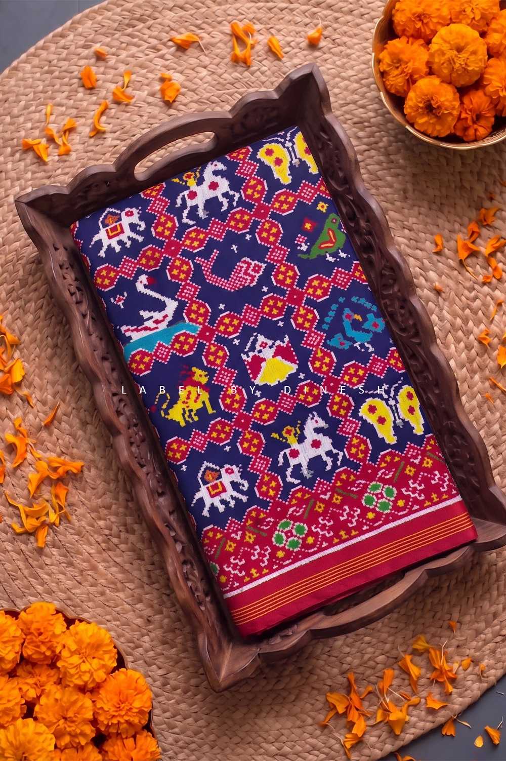 Pink Blue 9 Figures Patola Saree_1