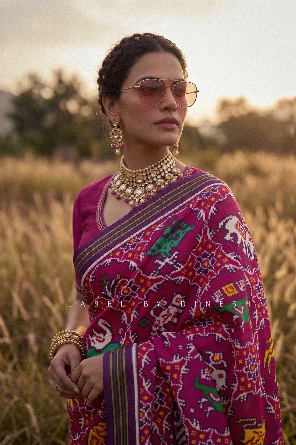 Pink Purple Figures In Chhabdi Design Patola Saree _1