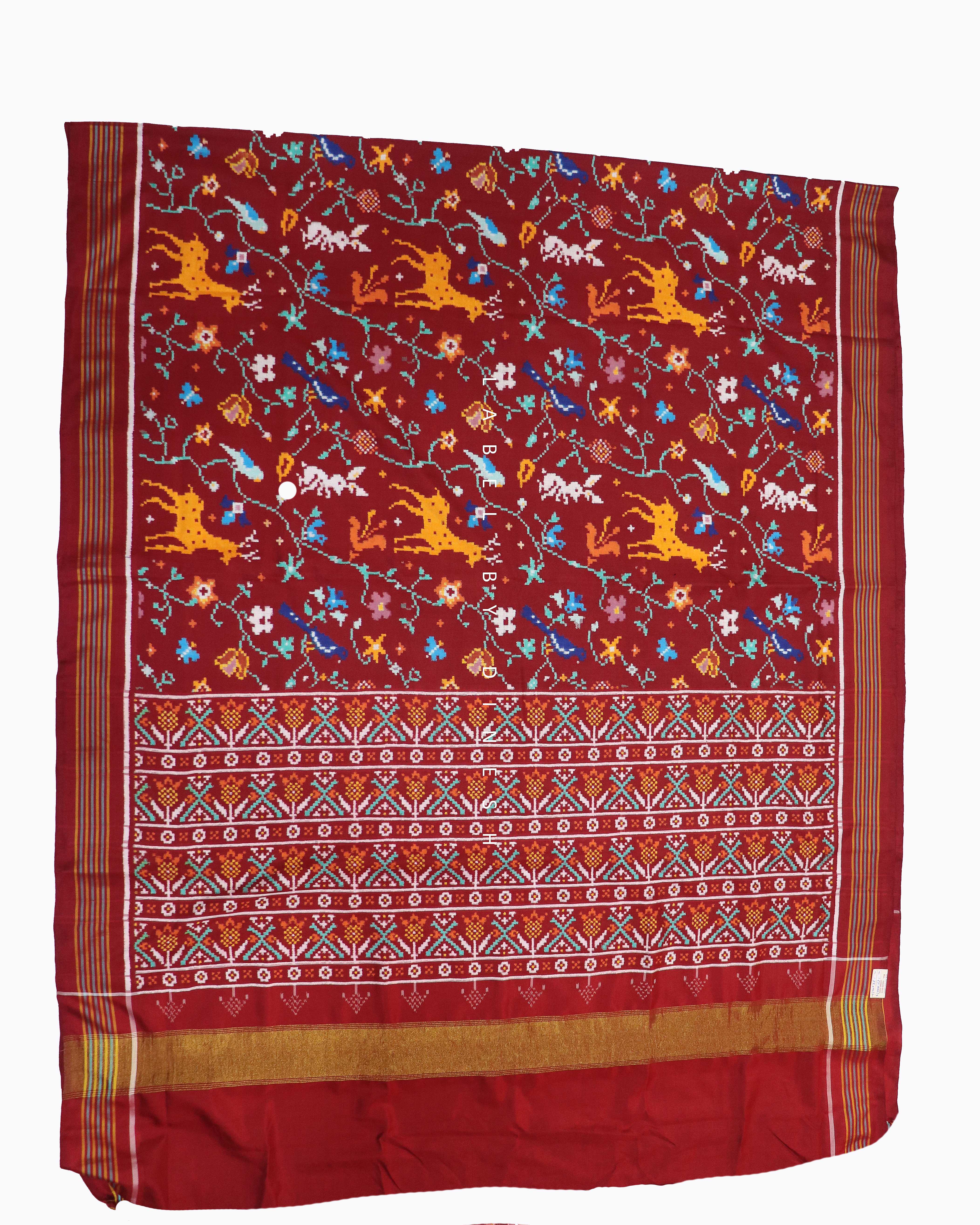 Red Deisgner Deer Patola Saree_1