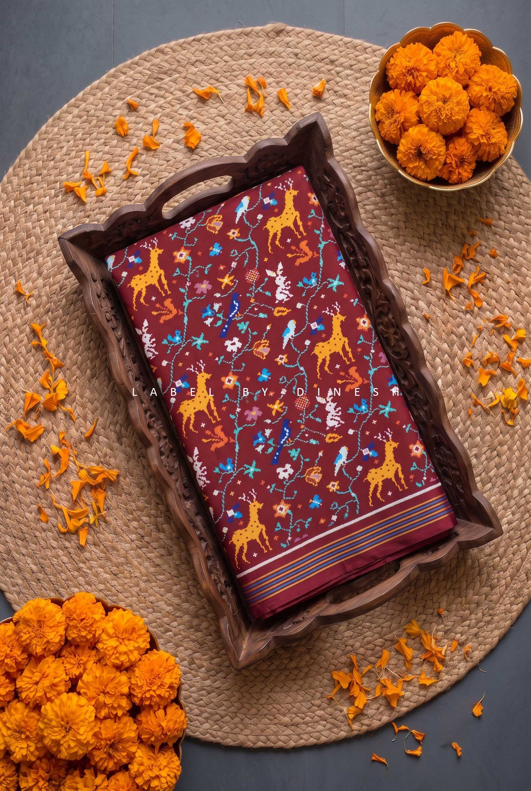 Red Deisgner Deer Patola Saree_1