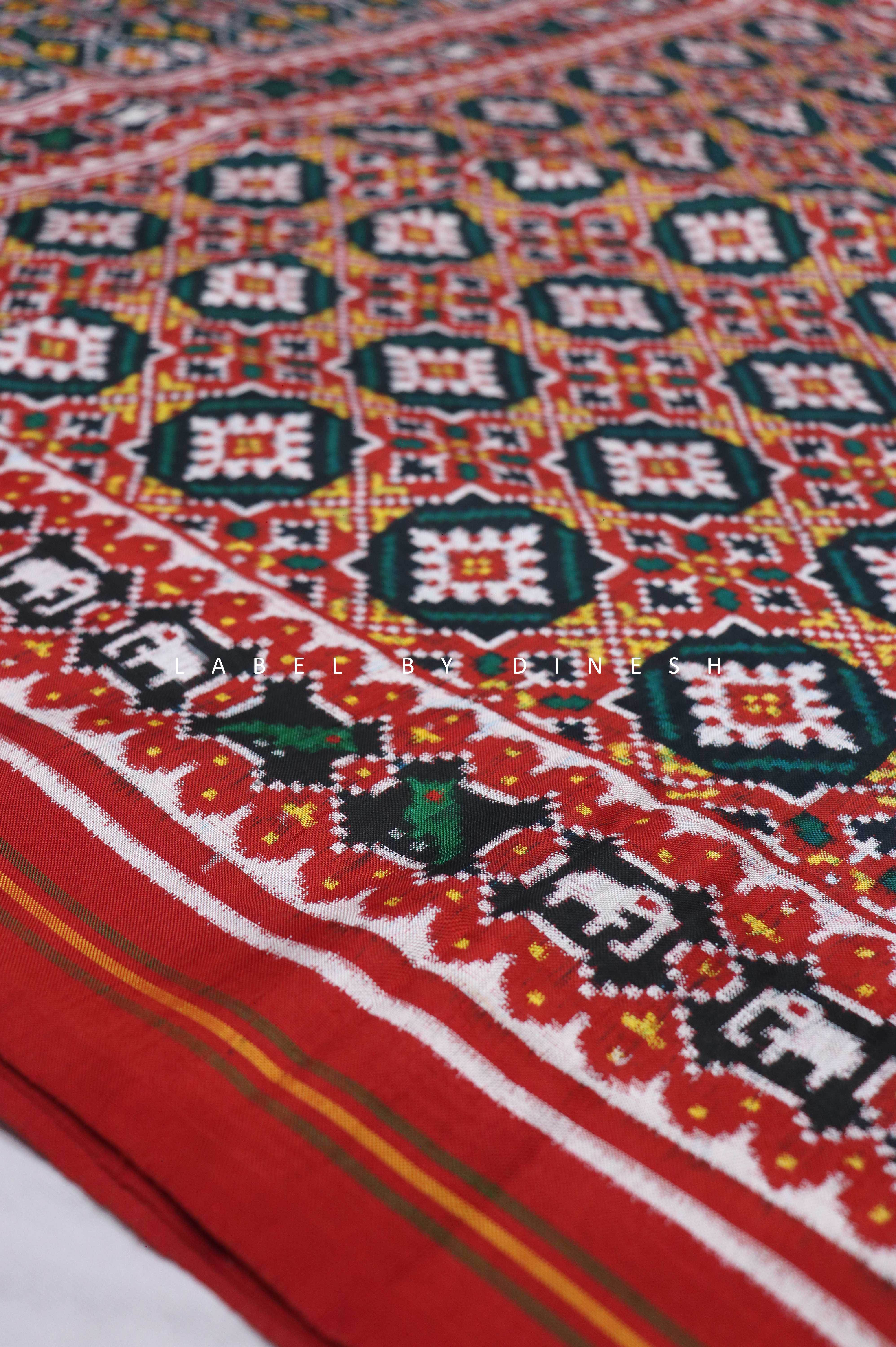 Red Marron Pan Chanda Design Patola Saree_1