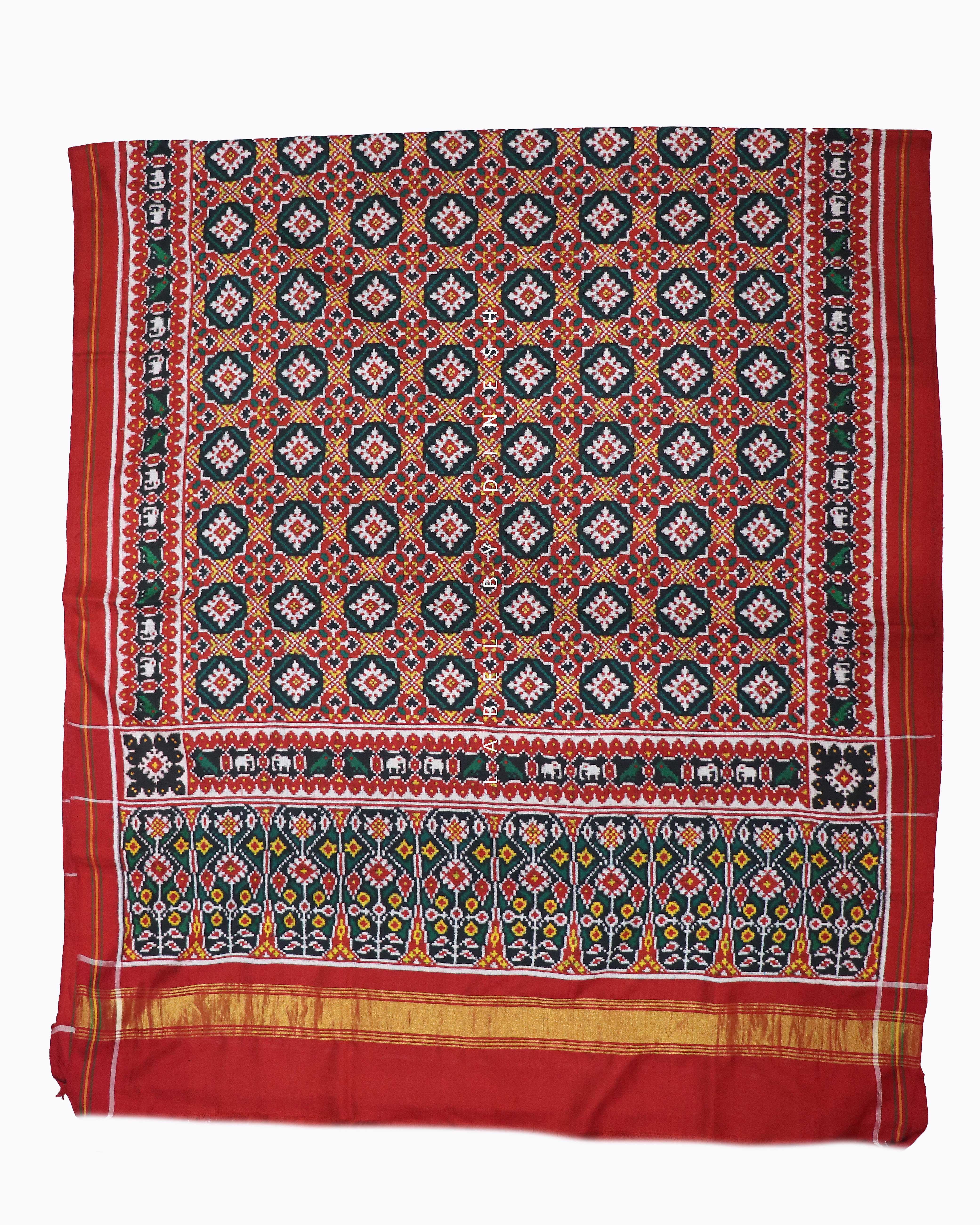 Red Marron Pan Chanda Design Patola Saree_1