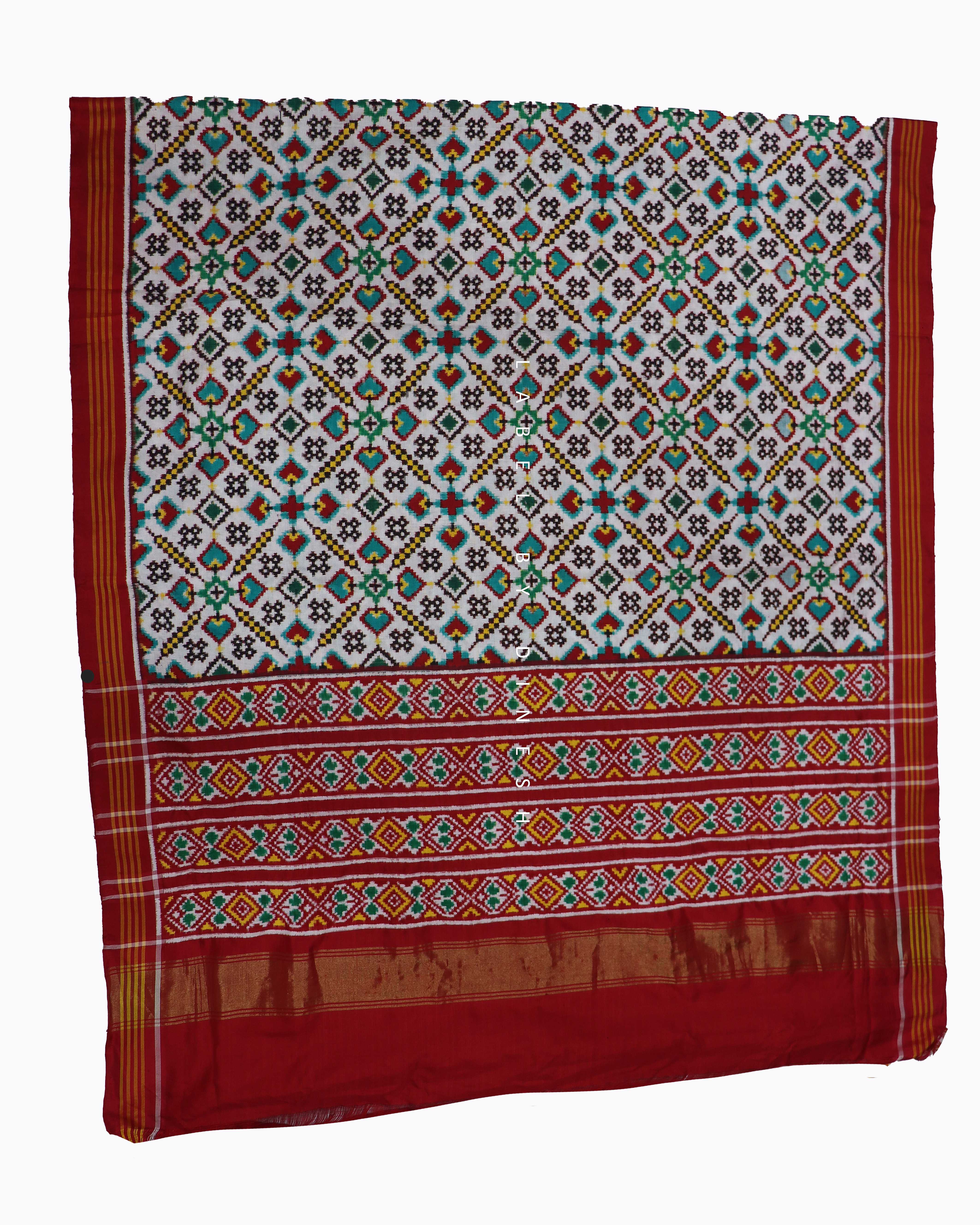 White Manek Chowk Double Ikkat Patola Saree_1