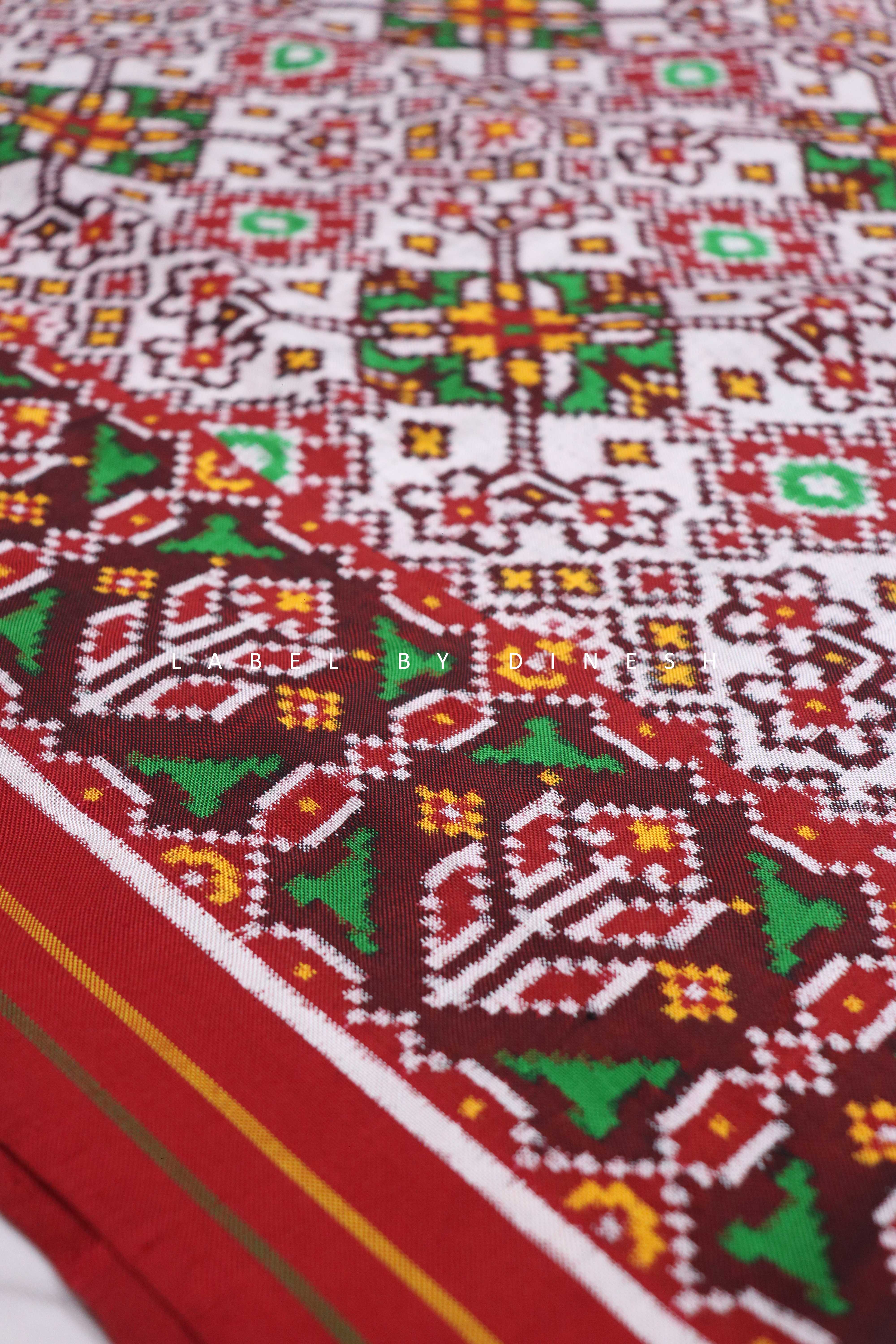 White Navratna Design Patola Saree_1